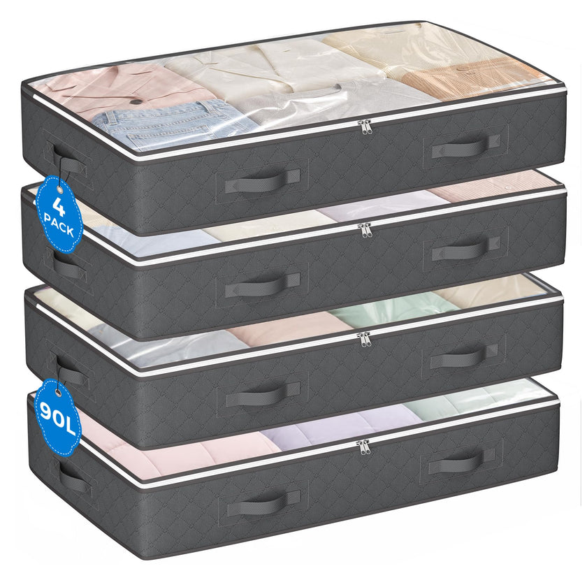 Budding Joy 90L Under Bed Storage Containers, Closet Organizers and Storage Bins, Foldable Underbed Storage Bags for Blankets, Towels, Comforter, Sweaters, Pillows, Linen Sheets, Wrapping Paper 🍁 All In One Marketplace Canada