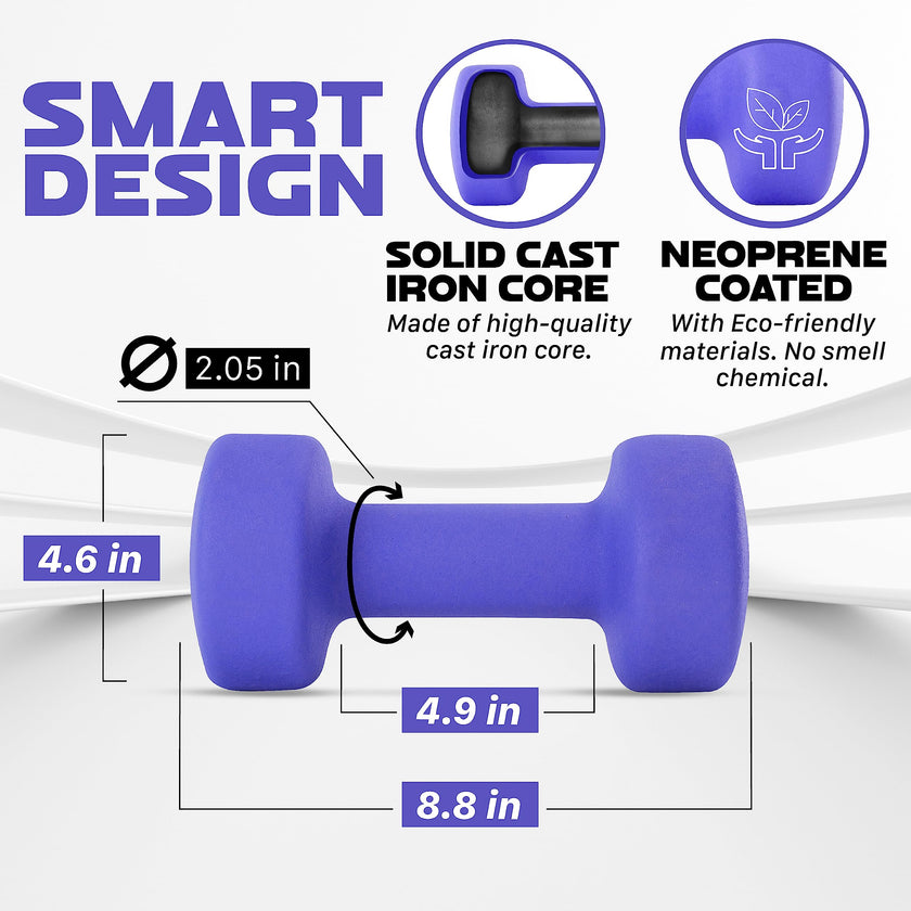 Yes4All Dumbbell Neoprene, poids et haltere, Weight Set, Hand Weights for Women, Dumbbells Pair, Free Weights (M. Purple - 20lbs) 🍁 All In One Marketplace Canada