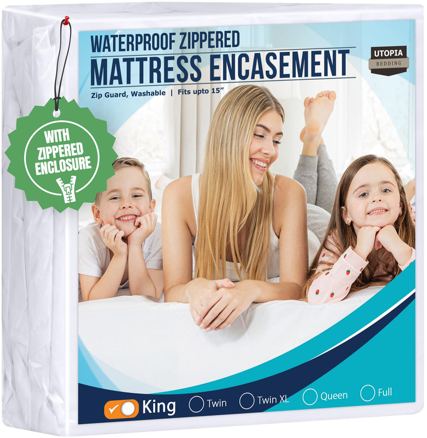 Utopia Bedding Zippered Mattress Encasement King - 100% Waterproof and Bed Bug Proof Mattress Protector - Absorbent, Six-Sided Mattress Cover 🍁 All In One Marketplace Canada