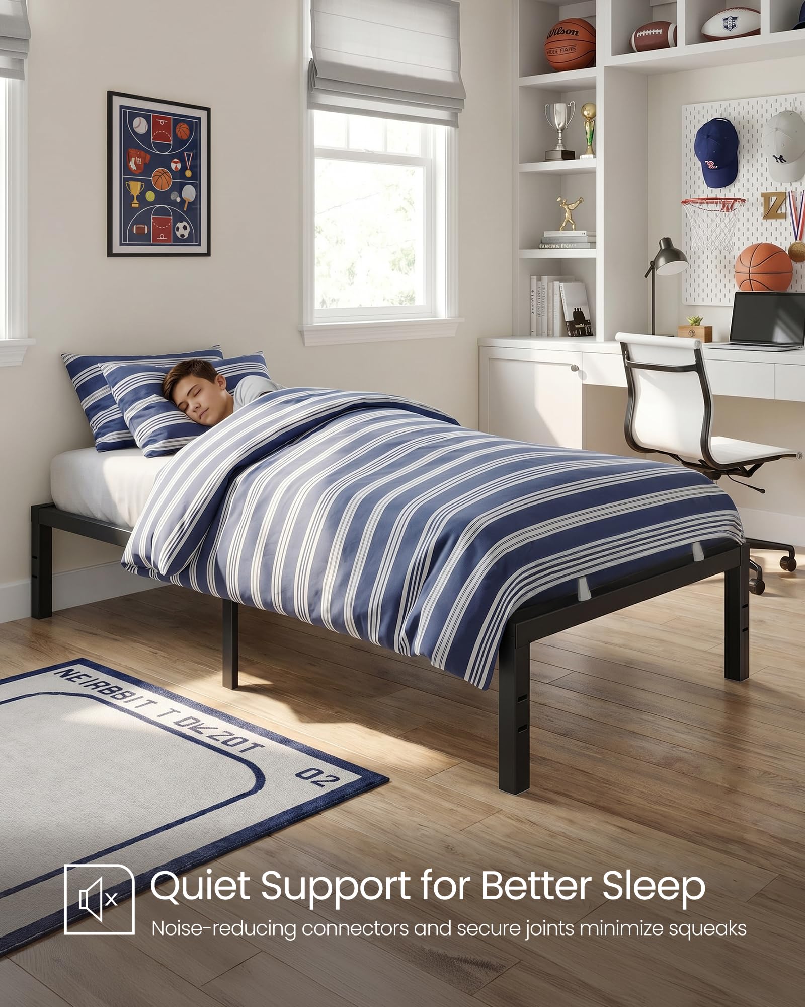 VASAGLE Twin Metal Bed Frame 14 Inches Tall, 550 lb Weight Capacity Heavy Duty Platform Bed Frame with Under-Bed Storage, No Box Spring Needed, Matte Black URMB653BD02 🍁 All In One Marketplace Canada