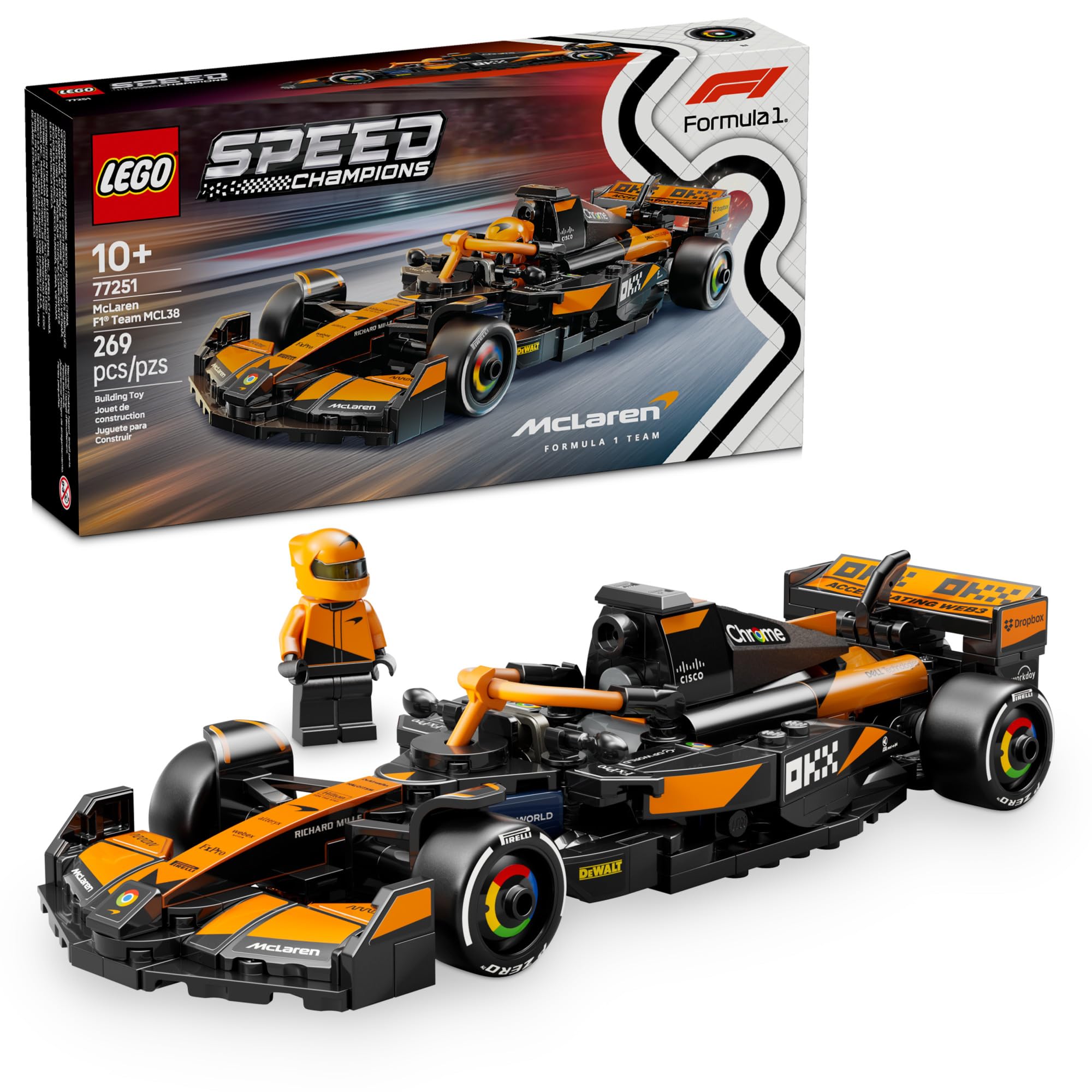 LEGO Speed Champions McLaren F1 Team MCL38 Race Car Toy - Building Set for Kids, Boys & Girls, Ages 10+ - Toy Car for F1 Fans - Gift Idea for Birthday - 77251 🍁 All In One Marketplace Canada
