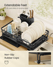 SONGMICS Dish Drainer Rack, Large Extendable Draining Board Rack for Small Spaces, 360° Rotating Extendable Spout, Kitchen Sink Drainer, Steel, 46.5 x 29.6 x 14 cm, Ink Black KCS556BH01 🍁 All In One Marketplace Canada