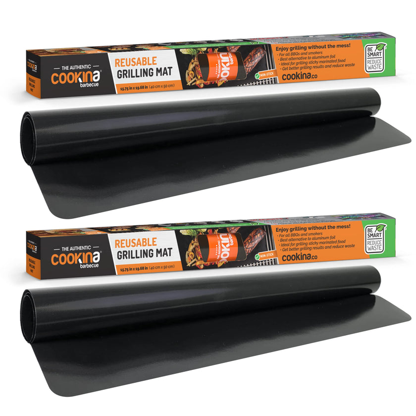 COOKINA BBQ Reusable Grill Mat (Pack of 2) - 100% Non-Stick, Easy to Clean Grilling Sheet for Smokers, as well as Gas, Charcoal and Electric Barbecues 🍁 All In One Marketplace Canada