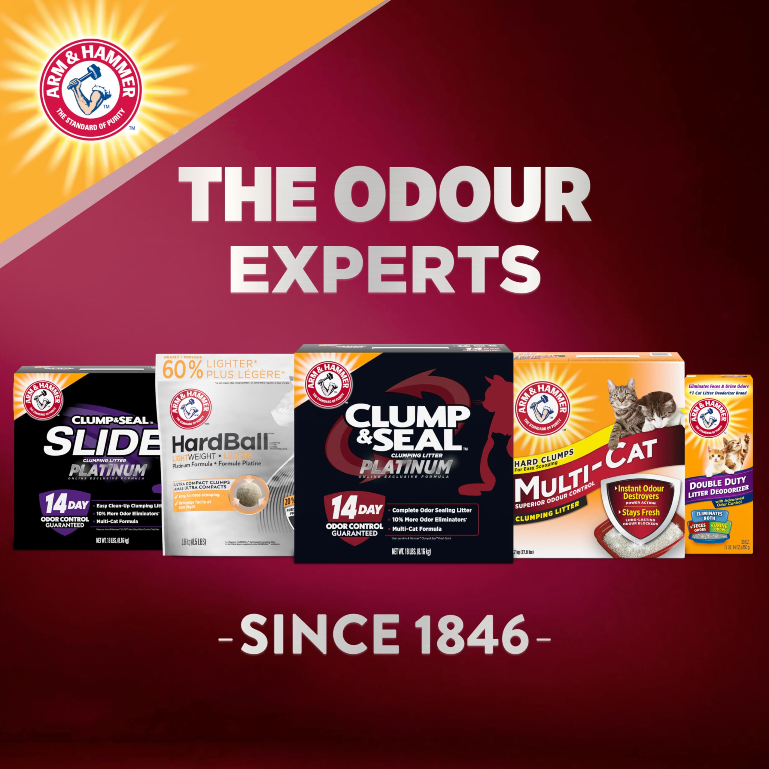 ARM & HAMMER Platinum Cat Litter Clump & Seal Complete Odour Sealing with 14 Days of Odour Control Multi-Cat, Hard Clumping Clay, 99.99% Dust Free 8.16kg (Pack of 1) 🍁 All In One Marketplace Canada