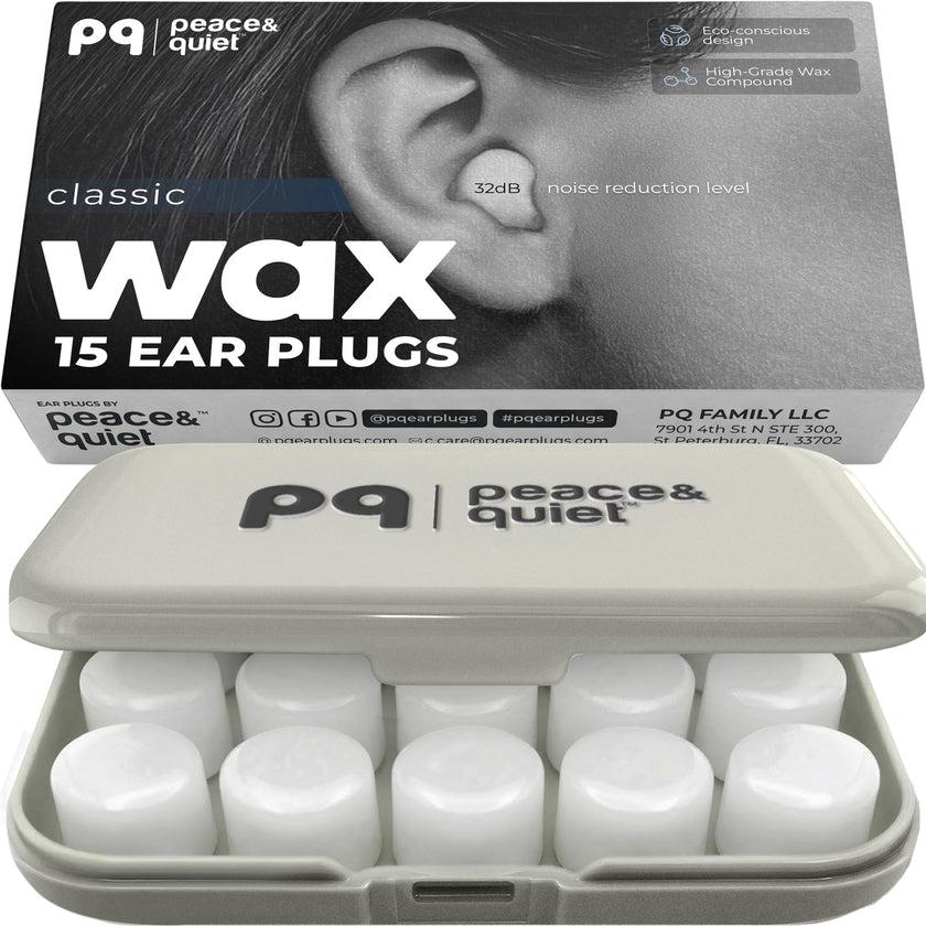 PQ Wax Ear Plugs for Sleep - 15 Silicone Wax Earplugs for Sleeping and Swimming, Gel Ear Plugs for Noise Cancelling & Ear Protection, Sleeping Earplugs with Sound Blocking Level of 32 Db (15 Pillows) 🍁 All In One Marketplace Canada