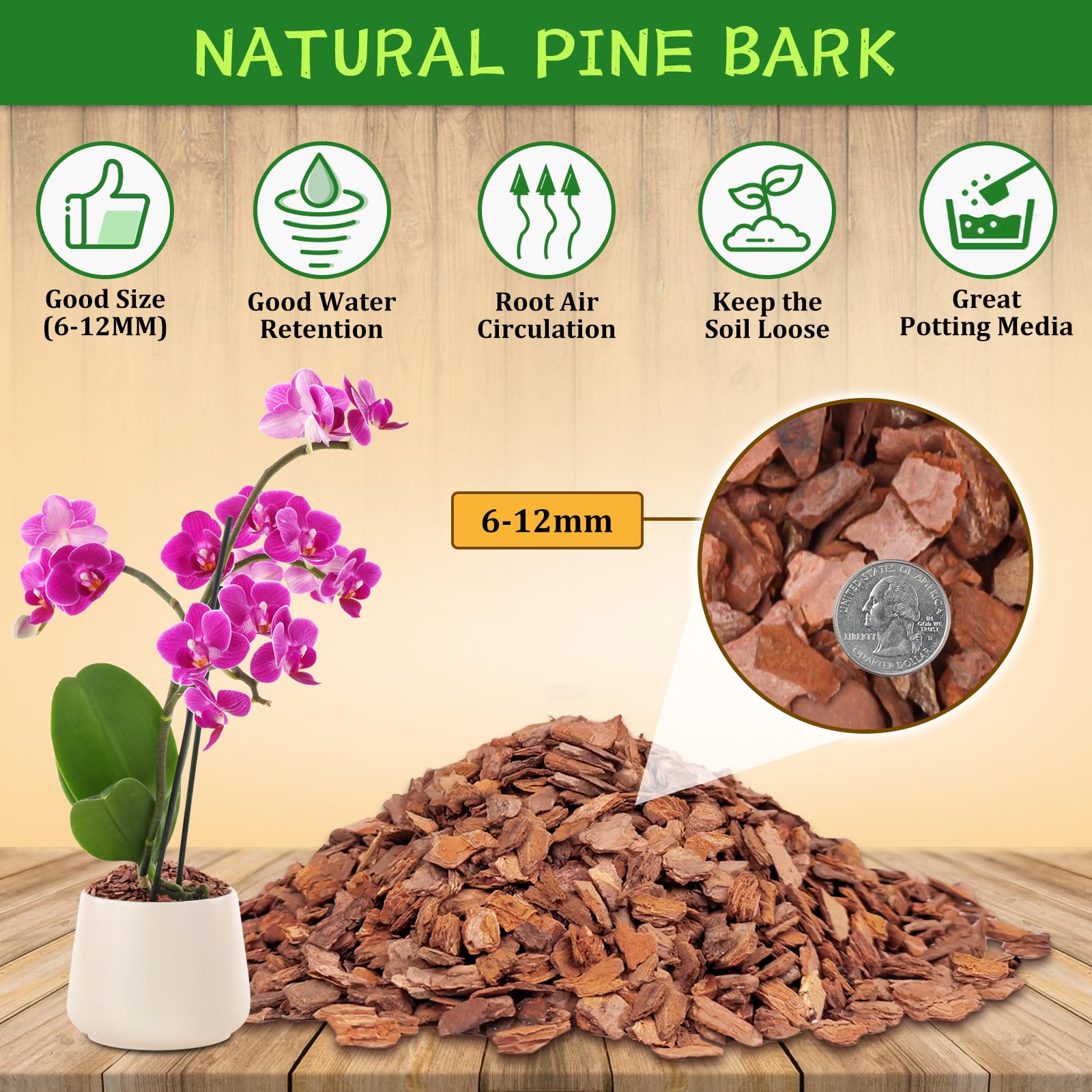 Legigo 2 litres Organic Orchid Potting Bark- All Natural Orchid Bark Potting Mix Pine Bark Wood Chips for Houseplant Mulch, Plants Root Development 🍁 All In One Marketplace Canada