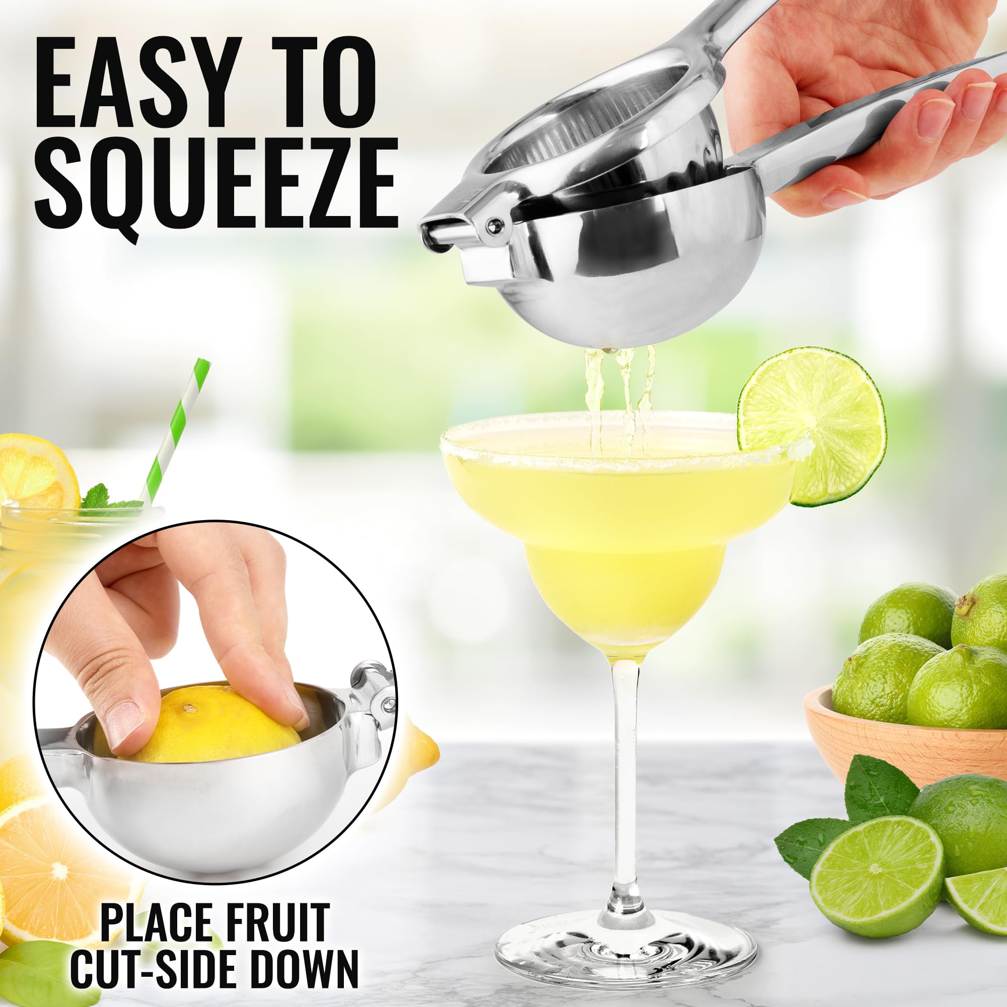 Zulay Large Lemon Squeezer Stainless Steel - Easy Squeeze Manual Heavy Duty Lemon Juicer Hand Press - Ergonomic Citrus Squeezer & Fruit Juicer for Small Oranges, Lemons, & Limes - Stainless Steel 🍁 All In One Marketplace Canada