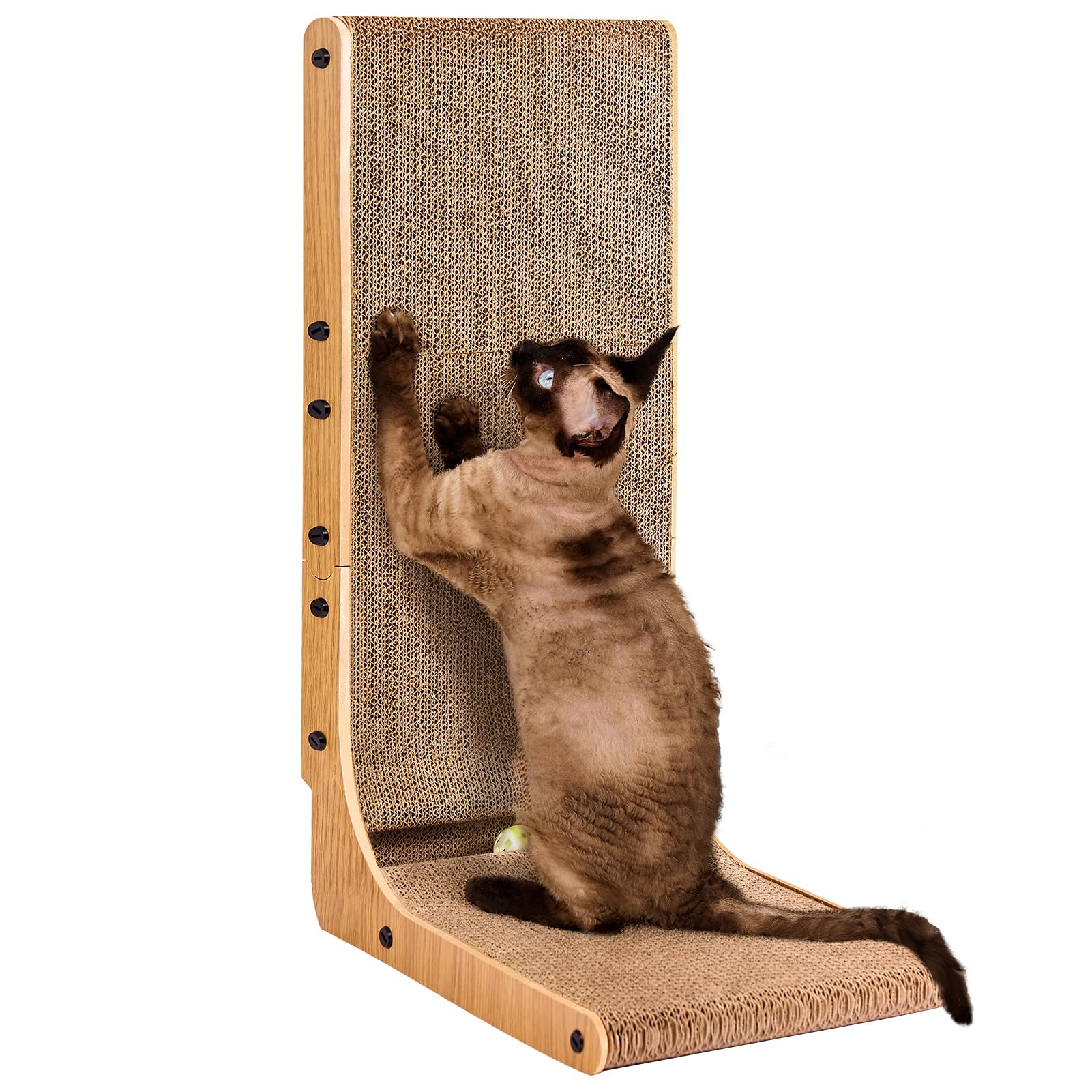EHEYCIGA Cardboard Cat Scratcher for Indoor Cats, 68 CM L Shaped Vertical Cat Scratching Pad with Ball Cat Toy, Large Cat Scratcher Board 🍁 All In One Marketplace Canada