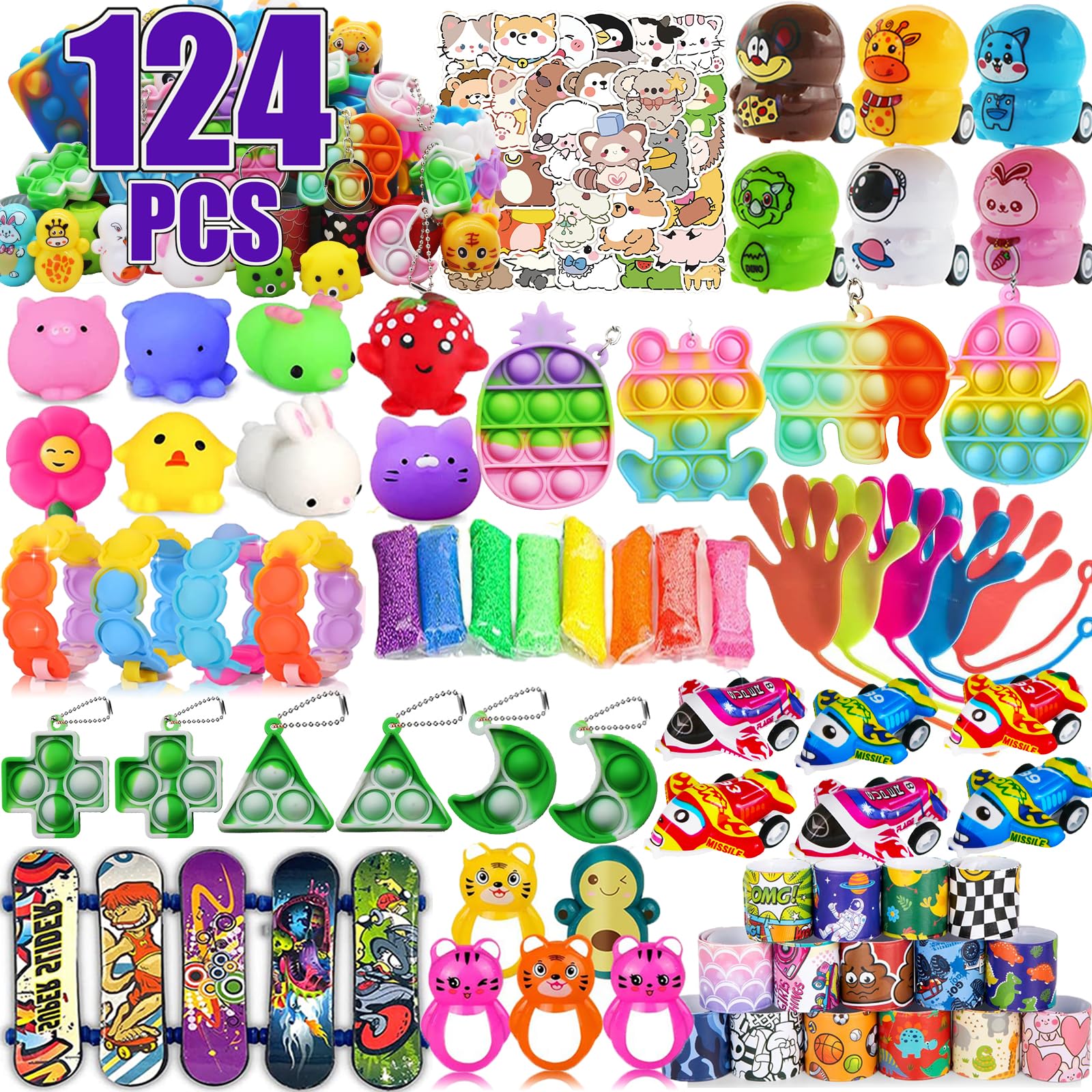 124 Pcs Party Favors for Kids, Goodie Bag Items, Loot Bag Fillers, Pinata Filler, Treasure Box Toys for kids Classroom Prizes, Treasure Chest, Easter Basket Egg Fillers Birthday Gifts 🍁 All In One Marketplace Canada