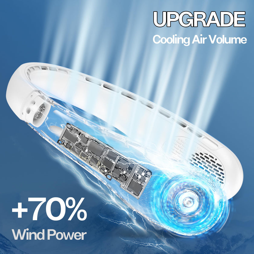 Neck Fan Rechargeable with LED Display & 360° Cooling Airflow, Portable Fan Bladeless Cooler, 4000mAh Battery, 3 Speed Settings, Ultra-Quiet Personal Fans for Home, Office, Travel, Sports - White 🍁 All In One Marketplace Canada