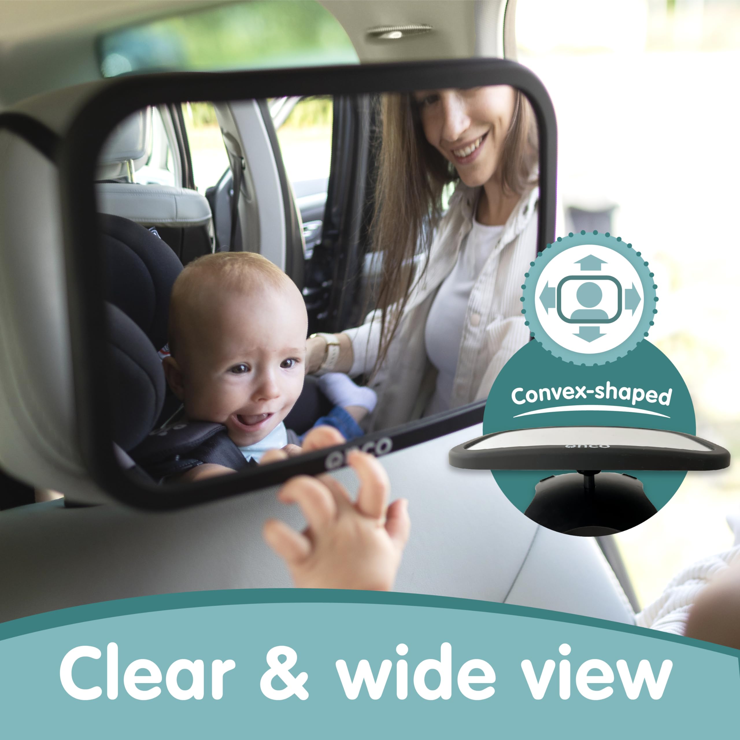 Onco Baby Car Mirror for Back Seat - Double Award-Winning, 100% Shatterproof Mirror, 360° Baby Must Haves, New Born Essentials, Car Mirror Rear Facing, Universal & Shake-Proof 🍁 All In One Marketplace Canada