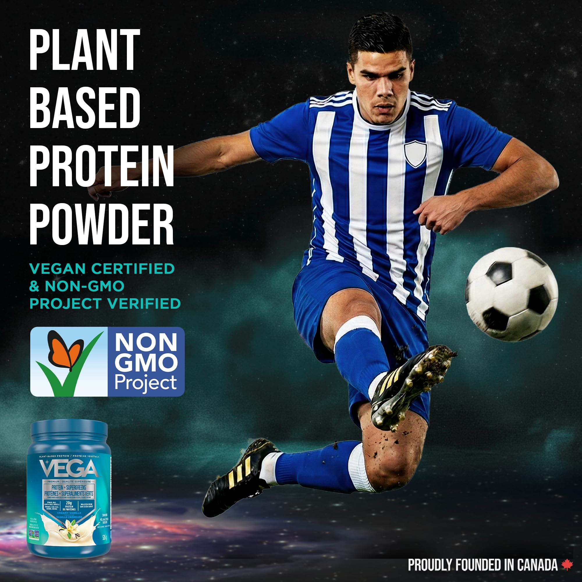 Vega Protein + Supergreens - 20g Plant-Based Pea Protein with Veggies, Vanilla, 18 Servings, Vegan Keto, Non-GMO, Gluten Free, Dairy Free, Low Carb, 526g (Packaging May Vary) 🍁 All In One Marketplace Canada
