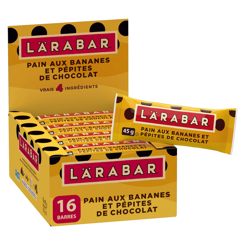 LÄRABAR Chocolate Chip Banana Bread, Fruit and Nut Energy Bar, Pack of 16 Bars, Gluten Free, Vegan, Family Pack, Snack Bars, 720 Grams Package 🍁 All In One Marketplace Canada