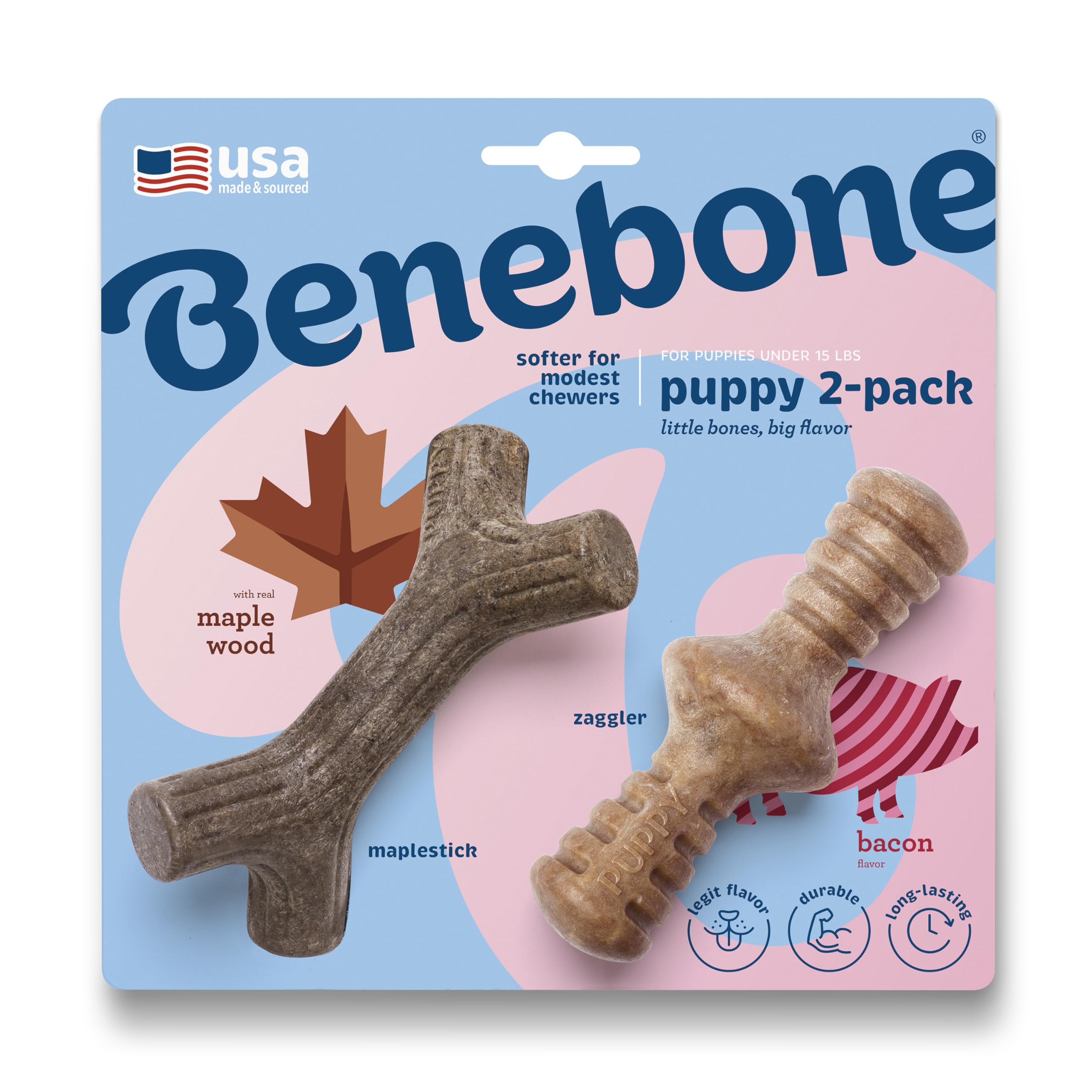 Benebone Puppy 2-Pack Maplestick/Zaggler Dog Chew Toys, Dog Bones, Tiny 🍁 All In One Marketplace Canada