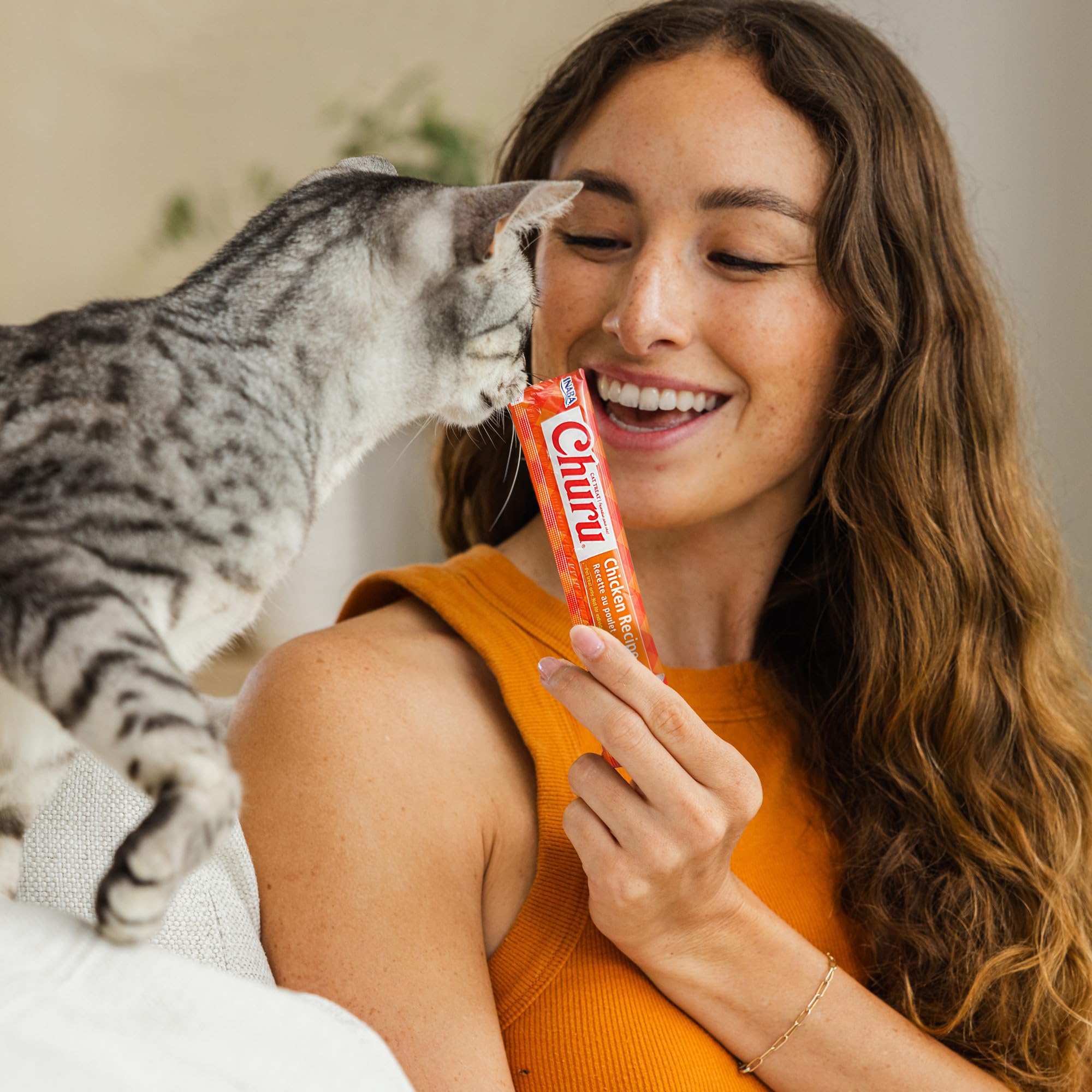 INABA Churu Cat Treats, Lickable, Squeezable Creamy Purée with Vitamin E, 14 Grams per Tube, 120 Tubes Total, Chicken Variety 🍁 All In One Marketplace Canada