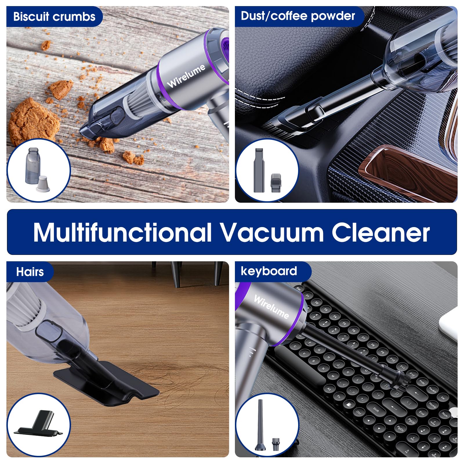 Handheld Car Vacuum Cleaner Cordless Powerful 22000Pa Strong Cyclonic Suction Blowing Brushless Motor Mini Portable Rechargeable Lightweight Hand Held for Pet Hair Vehicle Home Office Purple 🍁 All In One Marketplace Canada