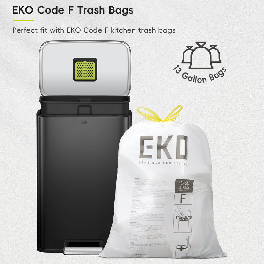EKO Madison Matte Black 50 Liter/13.2 Gallon Step Trash Can with Inner Liner - Fingerprint Resistant Finish 🍁 All In One Marketplace Canada
