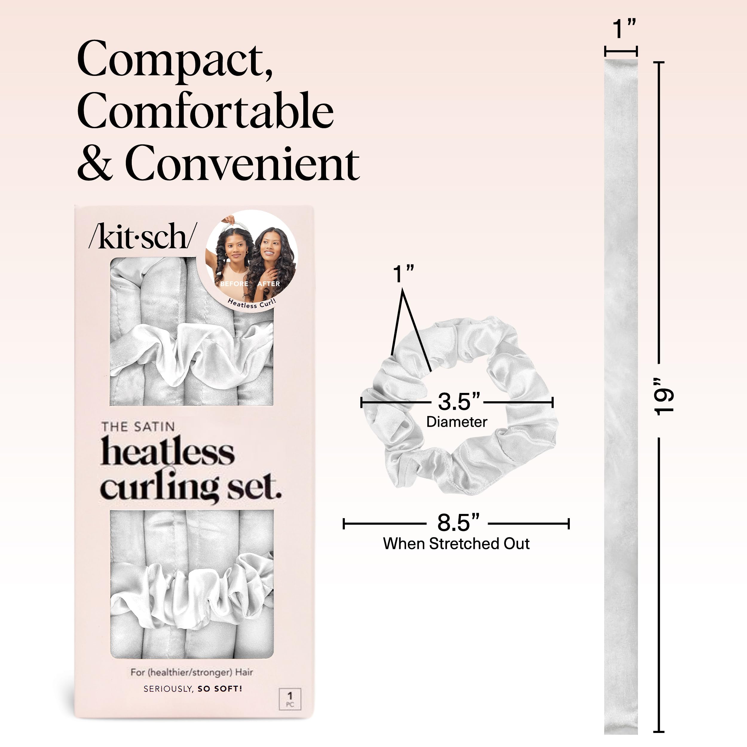 Kitsch Satin Heatless Curlers Set – Heatless Curls Overnight w/ 34