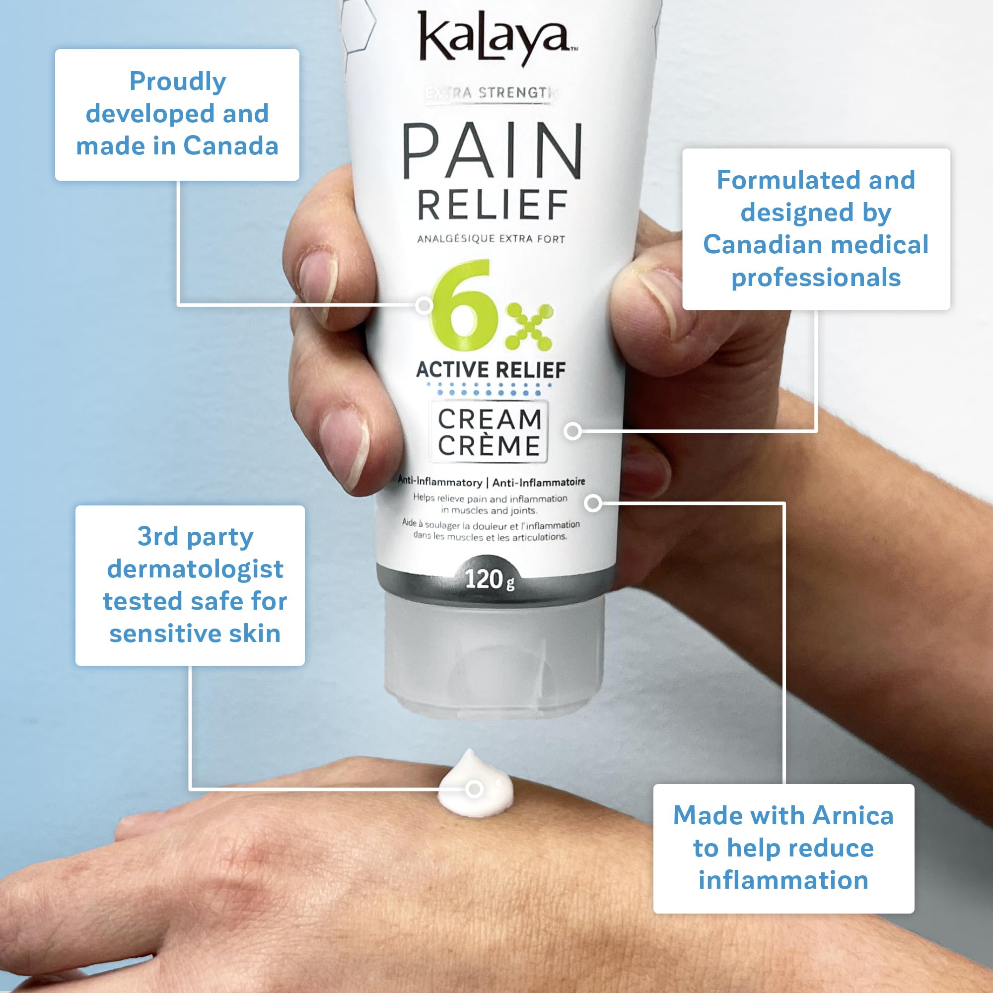 KaLaya 6X Extra Strength Pain Relief Cream with Arnica for Arthritis, Joint, Muscle, Back, Neck, Shoulder, Hand and Knee Pain- Medically formulated with 6 Natural Active, Pain Blocking & Anti inflammatory Ingredients (100g - Pack of 1)