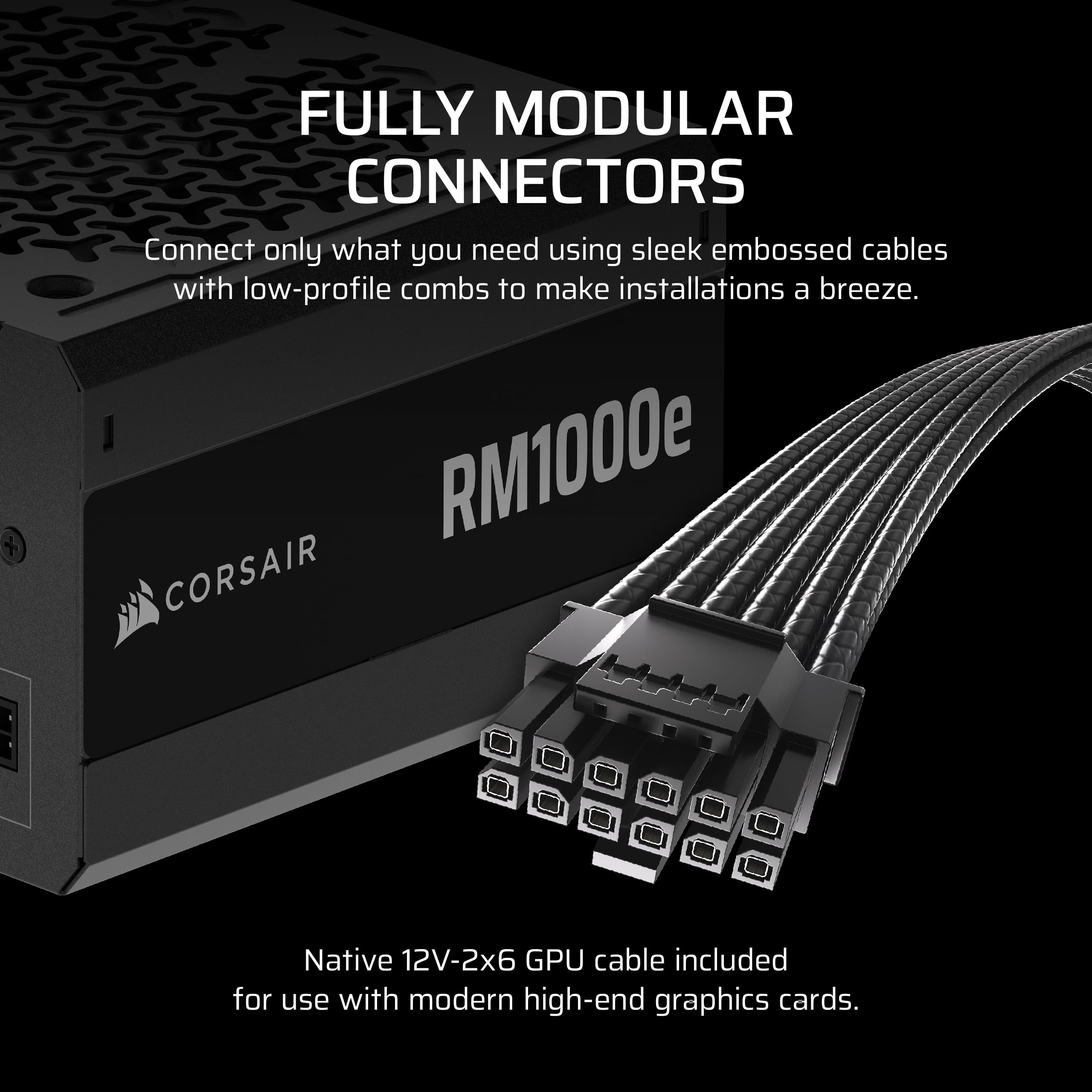 CORSAIR RM1000e (2025) Fully Modular Low-Noise ATX Power Supply with 12V-2x6 Cable – ATX 3.1 & PCIe 5.1 Compliant, Cybenetics Gold Efficiency, 105°C-Rated Capacitors, Modern Standby Mode – Black 🍁 All In One Marketplace Canada