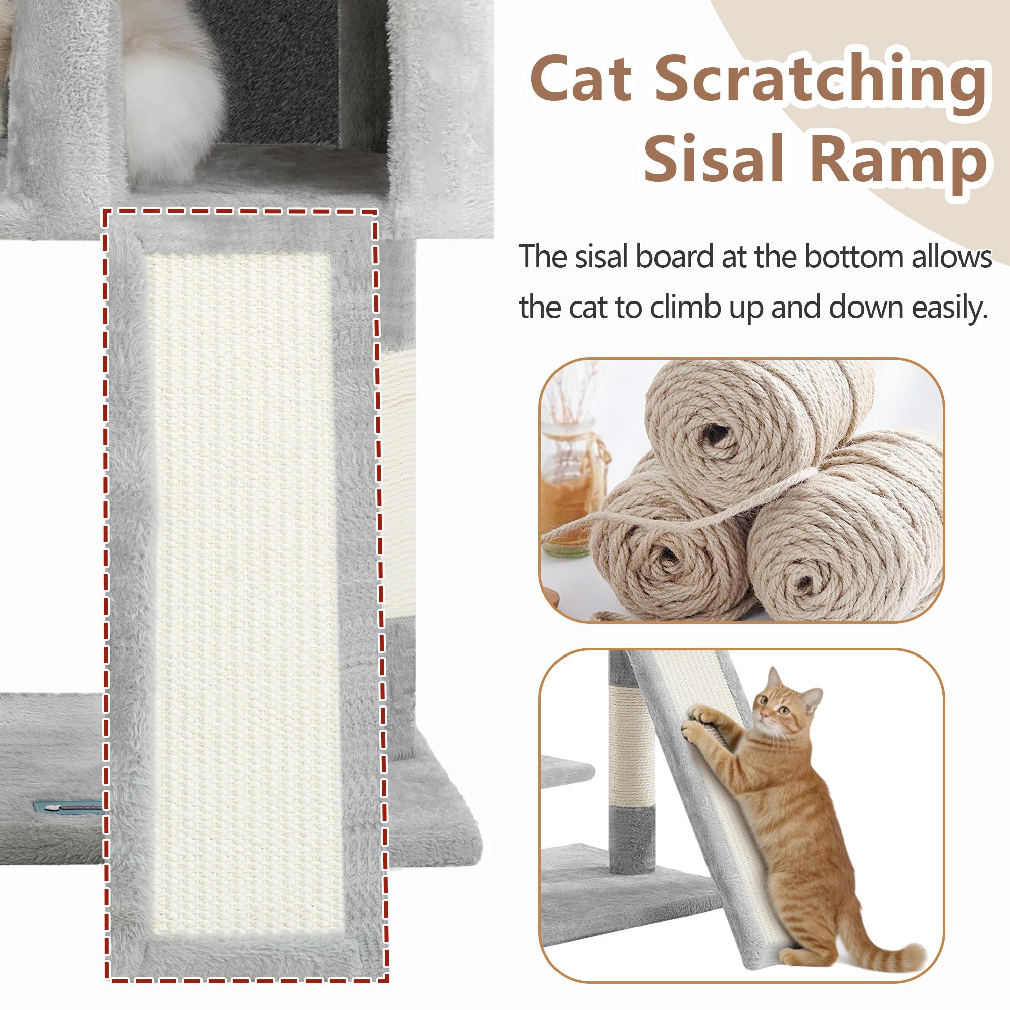 Gitelsnour Cat Tree, Cat Tower with condo, 2 Baskets, Large Platform, Scratch Board, Cat Scratching Posts for Indoor Cats, Light Gray GCT003SW 🍁 All In One Marketplace Canada