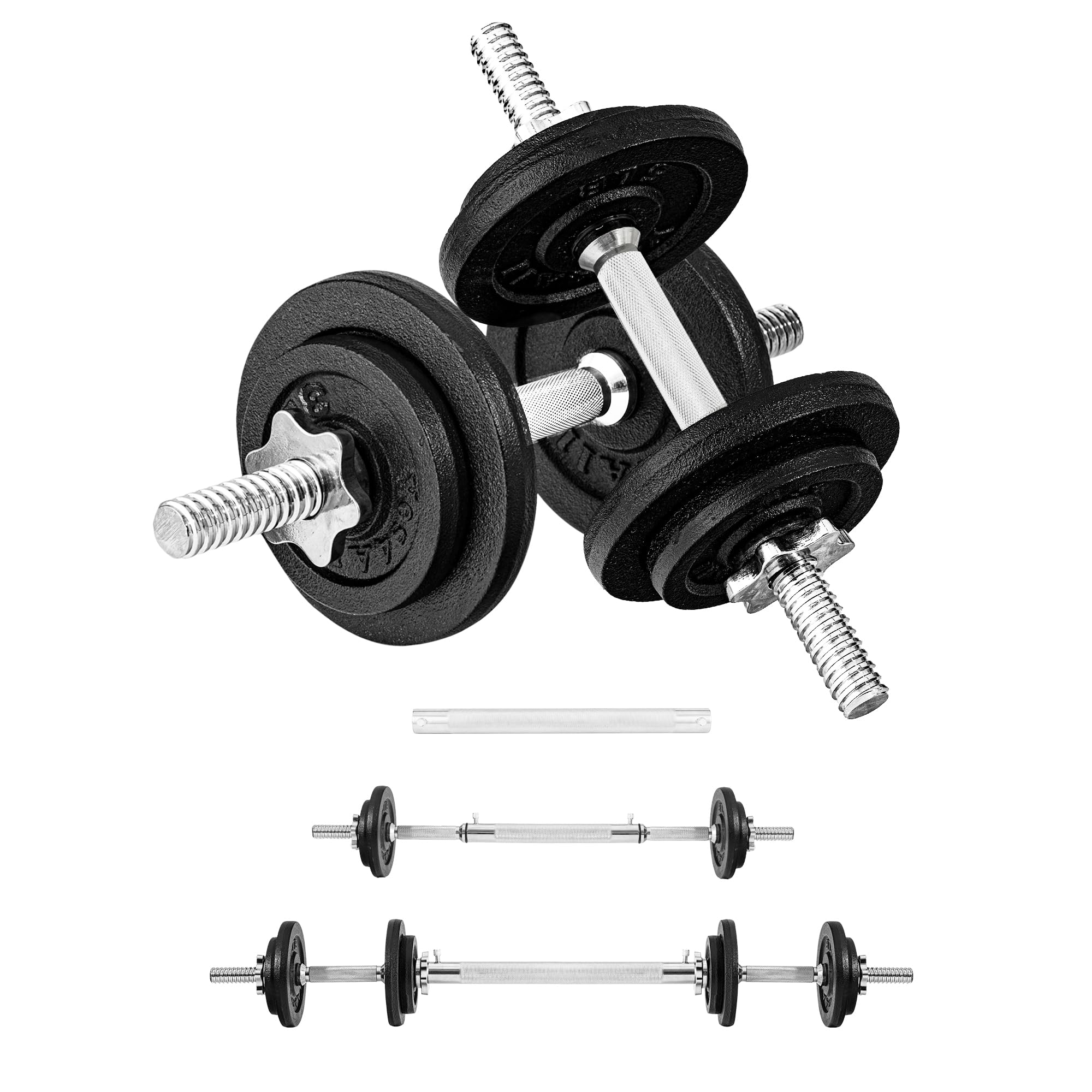 Yes4All Adjustable Cast Iron Dumbbell Set with Connector, 40 lb Combo, Black, Converts to Barbell for Home Gym 🍁 All In One Marketplace Canada