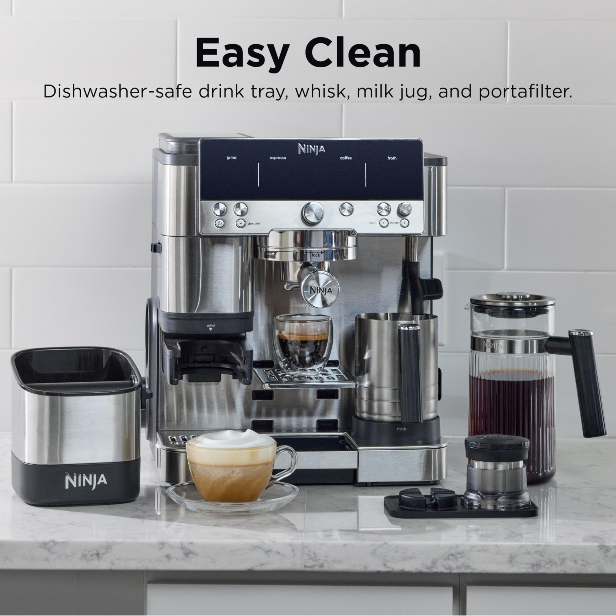 Ninja Espresso Machine, Luxe Café Premier Series, Drip Coffee Maker and Rapid Cold Brew, Integrated Grinder, Assisted Tamper, Hands-Free Frother, ES601C (Canadian Version) 🍁 All In One Marketplace Canada