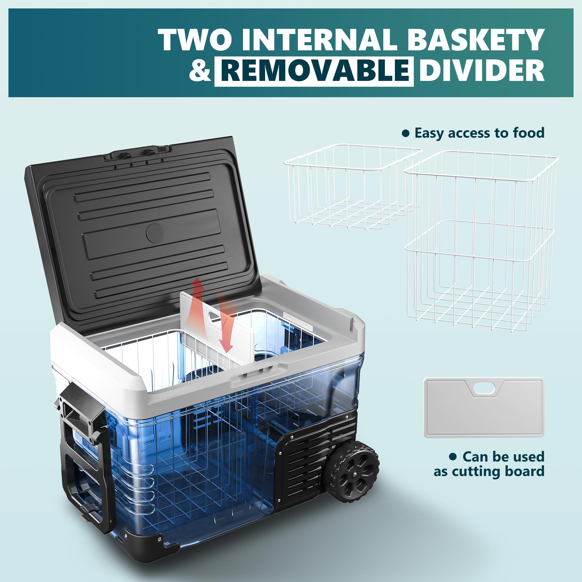EUHOMY 12 Volt Refrigerator, 37QT(35L) Electric Cooler, Portable Freezer 12V/24V DC 110-240V AC, 12V Fridge -4℉~68℉, 12V Cooler with Wheels & 2 Baskets for Travel, Truck, Boat, Camping 🍁 All In One Marketplace Canada