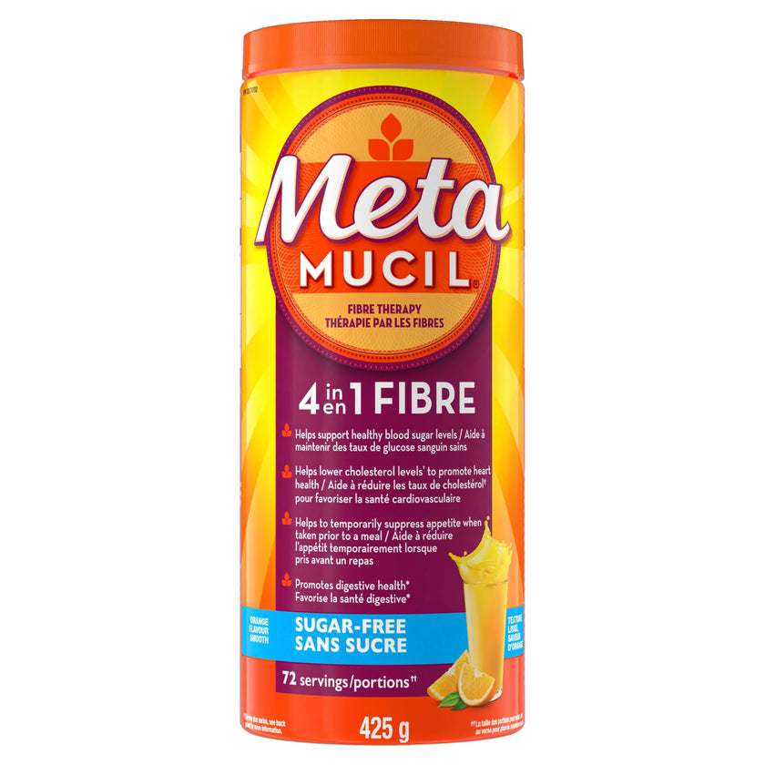 Metamucil, Daily Psyllium Husk Powder Supplement, Sugar-Free, 4-in-1 Fibre for Digestive Health, Orange Smooth Flavored Drink, 72 Servings 🍁 All In One Marketplace Canada