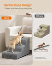 Feandrea 3-Step Dog Stairs, Dog Steps for Bed, Sofa, Waterproof Pet Stairs with Anti-Slip Designs, Gentle Slope, Removable Washable Cover, Handle, Dove Grey UPPS003G01 🍁 All In One Marketplace Canada