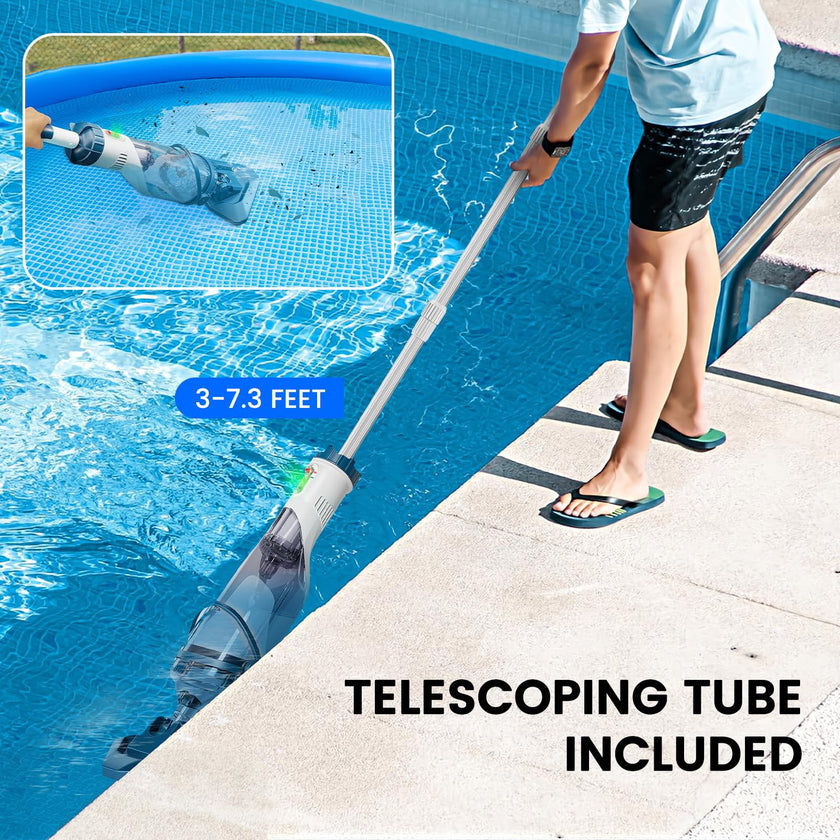 Enhulk Pool Vacuum for Above Ground Pool with Powerful Suction up to 18.5 gallons/min, Running time up to 1H, Handheld Rechargeable Pool Cleaner with a Telescopic Pole, PC10 🍁 All In One Marketplace Canada