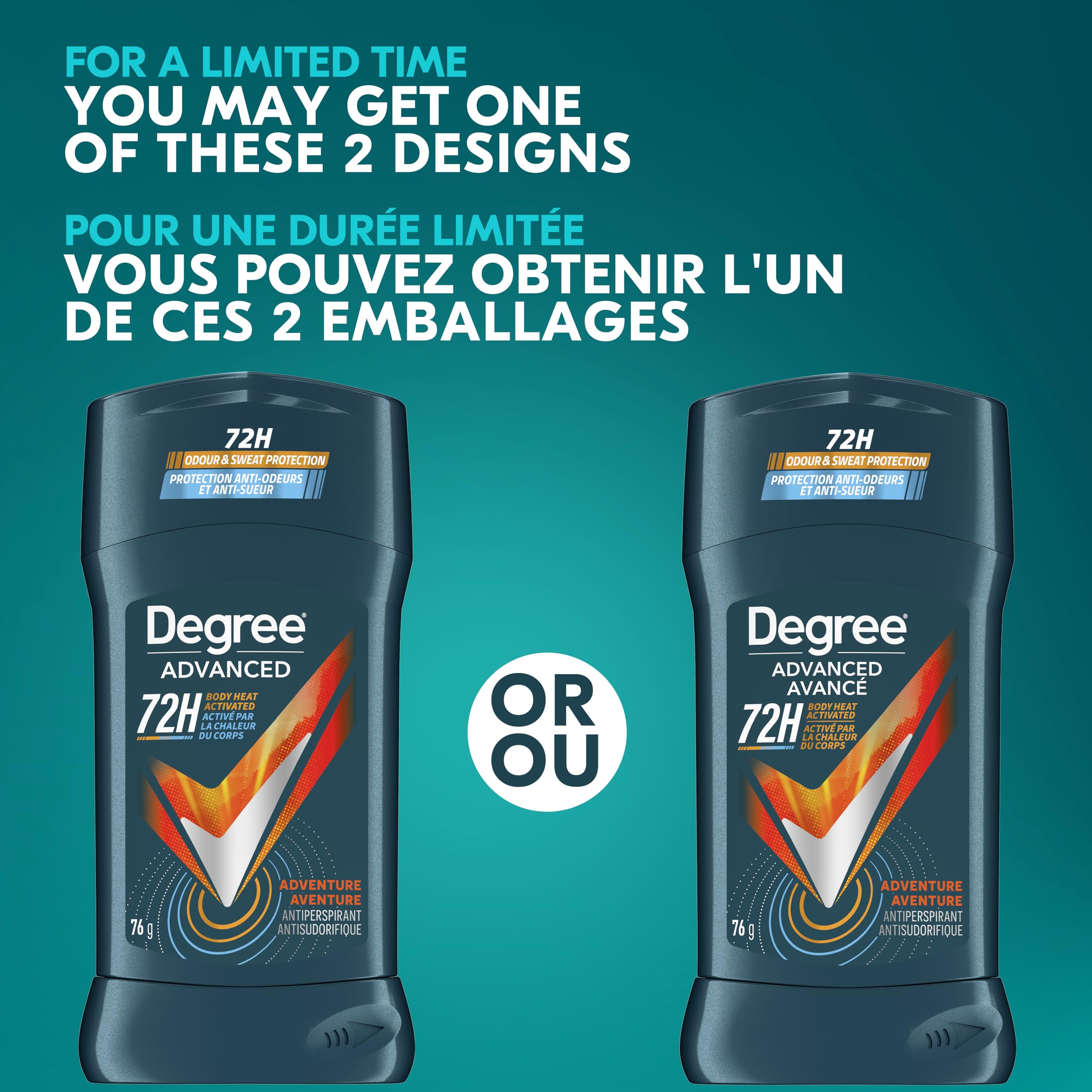 Degree Men Antiperspirant Deodorant for 72-Hour Sweat and Odour Protection, Adventure, 76g (Pack of 4) 🍁 All In One Marketplace Canada