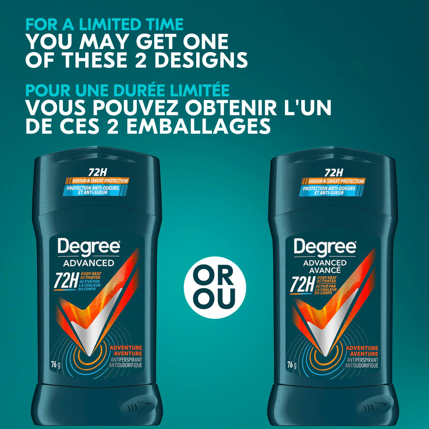 Degree Men Antiperspirant Deodorant for 72-Hour Sweat and Odour Protection, Adventure, 76g (Pack of 4) 🍁 All In One Marketplace Canada