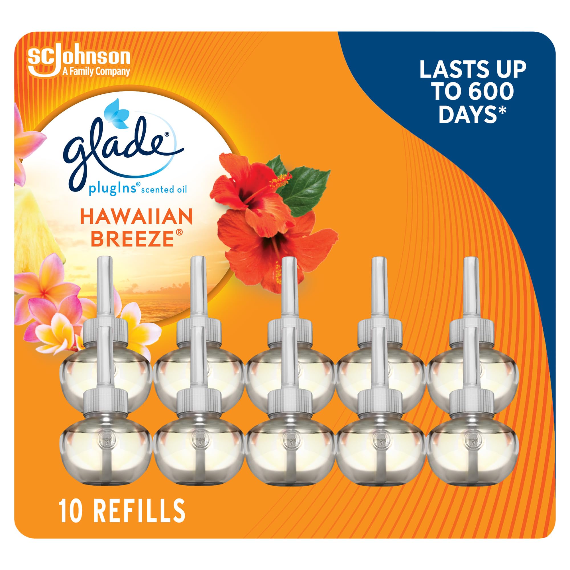 Glade PlugIns Air Freshener Oil Refill, Scented and Essential Oils for Home and Bathroom, Hawaiian Breeze, 10 Refills 🍁 All In One Marketplace Canada