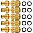Garden Hose Quick Connectors, Solid Brass 3/4 inch GHT Thread Easy Connect Fittings No-Leak Water Hose Male Female Value Pack (5 Set) with 10pcs Extra Rubber 🍁 All In One Marketplace Canada