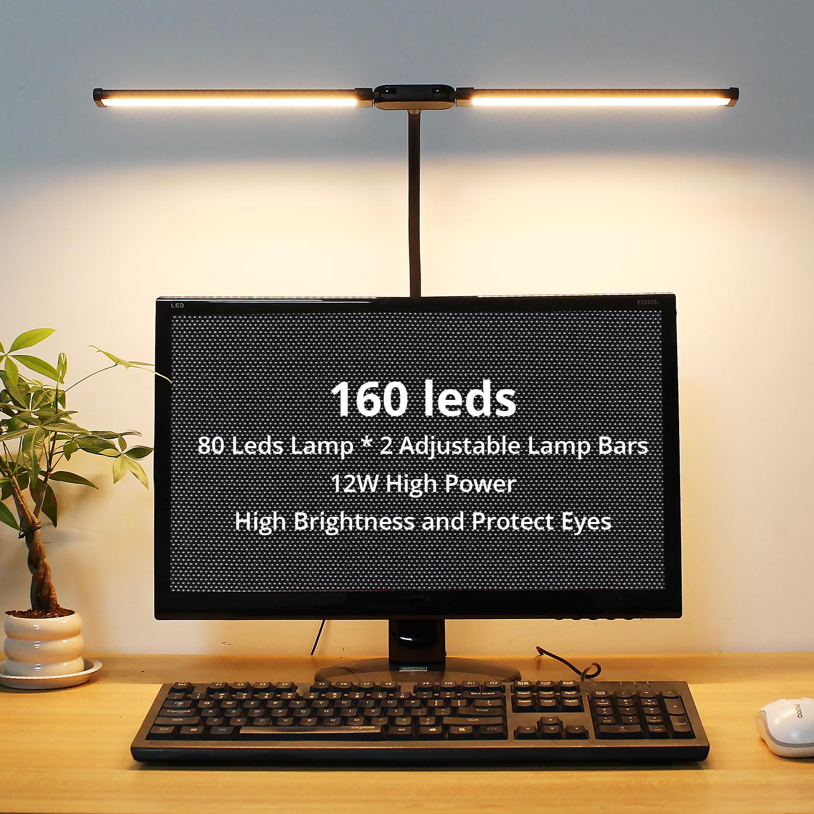 Desk Lamp with Clamp, Eye-Caring Desk Light with 50 Lighting Modes, Wide Double Head, Adjustable Architect Light Flexible Neck, Table lamp for Home Office, Computer, Craft(Includes Adapter) 🍁 All In One Marketplace Canada