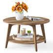 VASAGLE MAEZO Collection - Round Coffee Table, 2-Tier Center Table with Storage, Tapered Legs, Curved Transitions, 80 x 45 cm, Easy Assembly, for Living Room, Honey Brown ULCT243K41 🍁 All In One Marketplace Canada