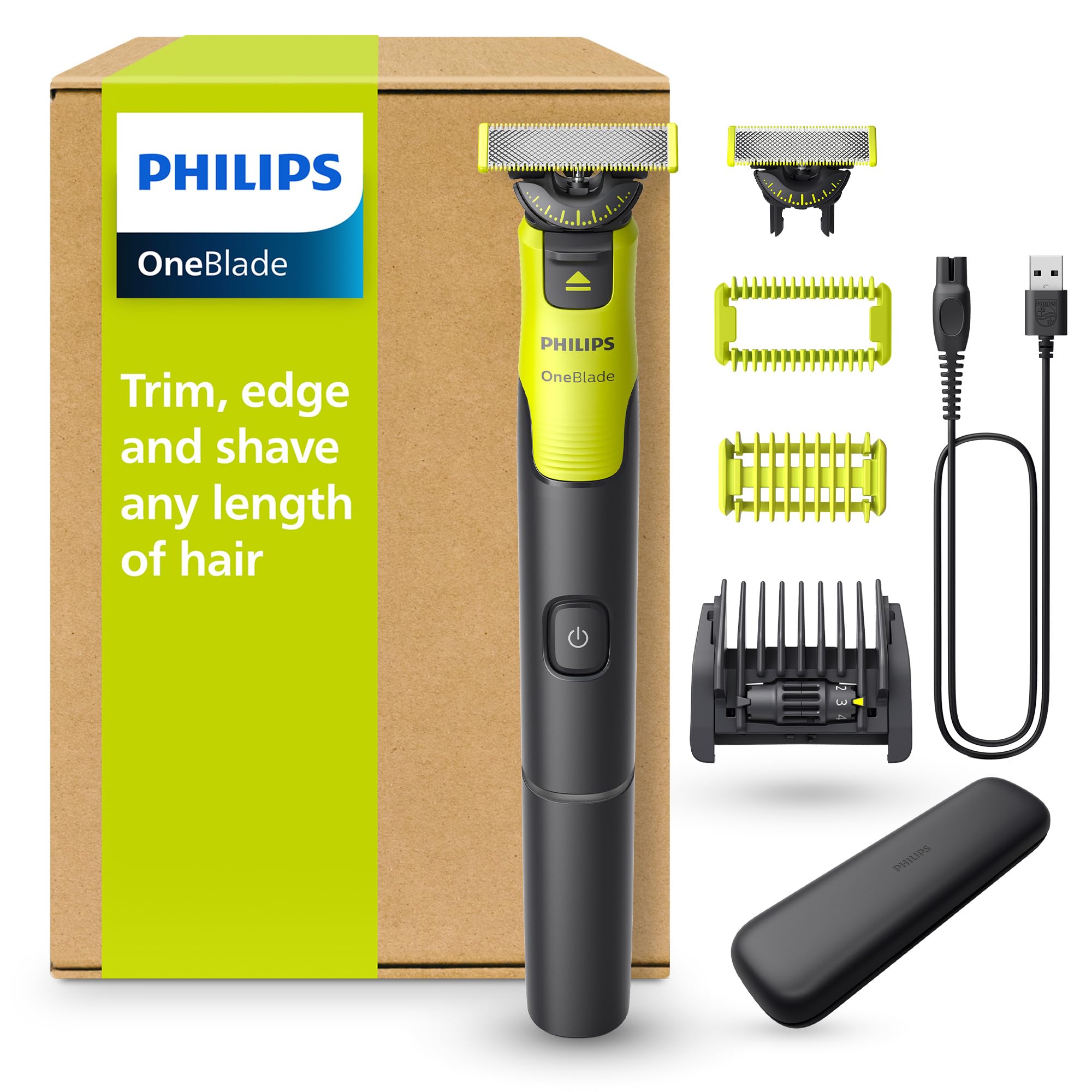 Philips OneBlade 360 with Connectivity Hybrid Face + Body, Electric Shaver, Beard Trimmer and Body Groomer, 360 Blade Tech, 1x360 Blade for Face, 5in1 Adjustable Comb, Body Kit, Travel Case, QP4631/65 🍁 All In One Marketplace Canada