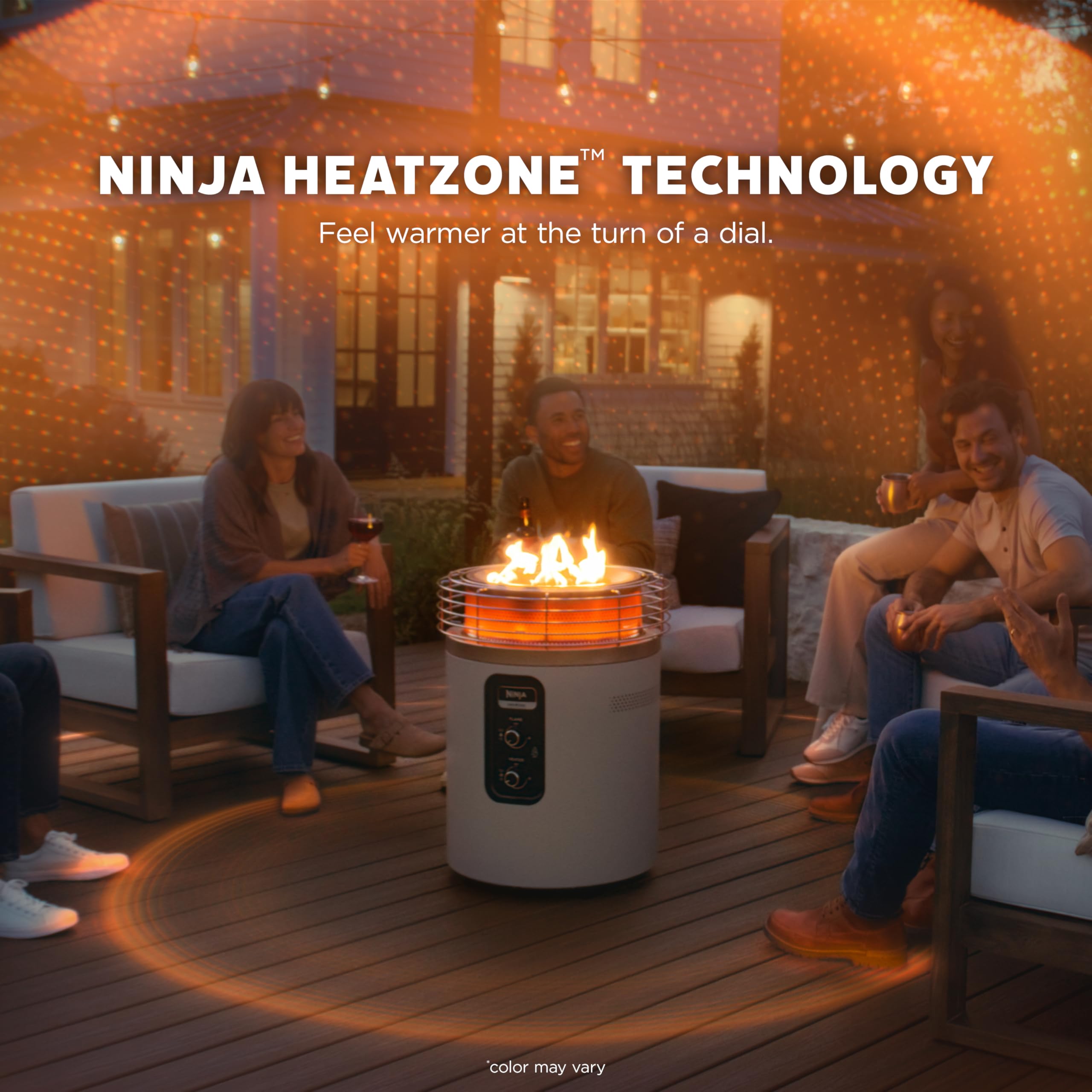 Ninja Fireside360 Smokeless Outdoor Fire Pit & Patio Heater – 3 Modes (Flame, Heat, Both), 80,000 BTUs, Propane Powered, Weather-Resistant, Hassle-Free Dial Control, OF101C (Canadian Version) 🍁 All In One Marketplace Canada