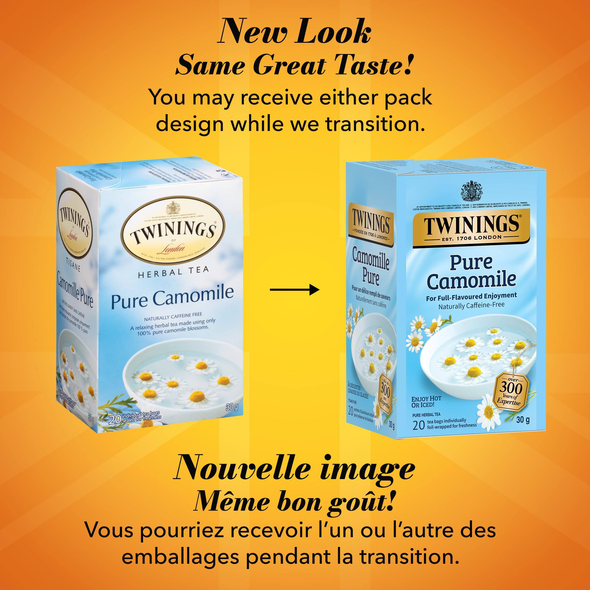 Twinings Herbal Camomile Individually Wrapped Teabags, Naturally Caffeine-Free, Made with 100% Pure Camomile Blossoms, 20 Count (Pack of 6), Enjoy Hot or Iced 🍁 All In One Marketplace Canada