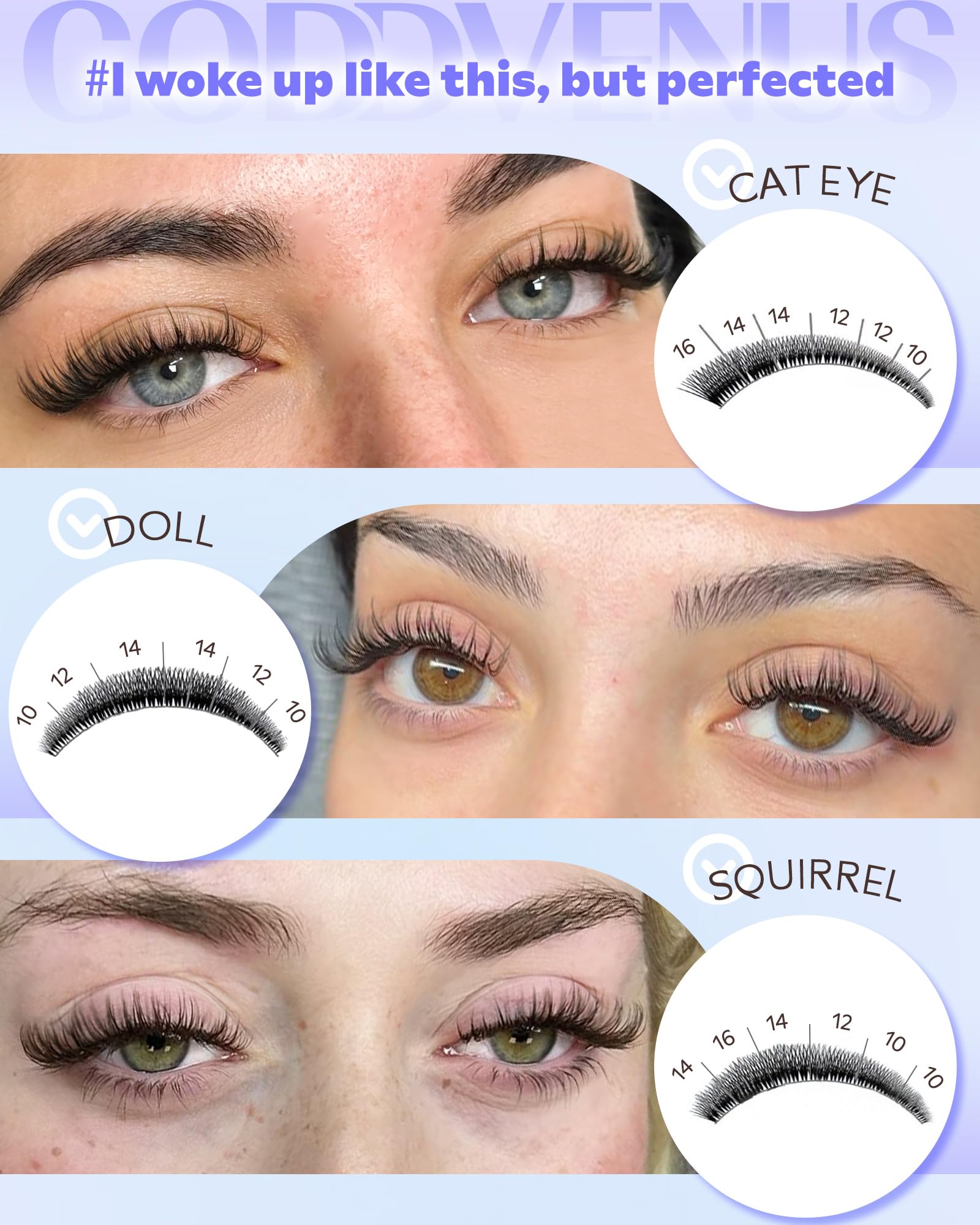 Wispy Lash Clusters Kit Eyelash Clusters Natural Cluster Lashes Extension Kit Eyelash Extension10-16mm CC Curve For DIY 🍁 All In One Marketplace Canada