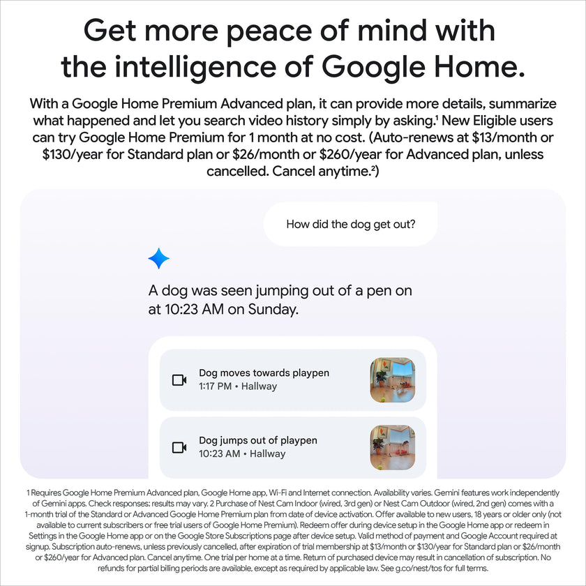 Google Nest Cam Indoor (Wired, 3rd gen) - 2K Video and Gemini 🍁 All In One Marketplace Canada