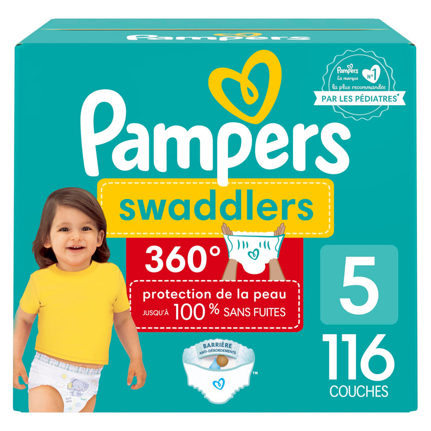 Pampers Diapers - Swaddlers 360° - Size 5, up to 100% Leakproof Comfy Dry Fit, EZ Off Tabs Designed for Easy Changes, Pull On Diaper, 1 Pack (Count of 116) 🍁 All In One Marketplace Canada