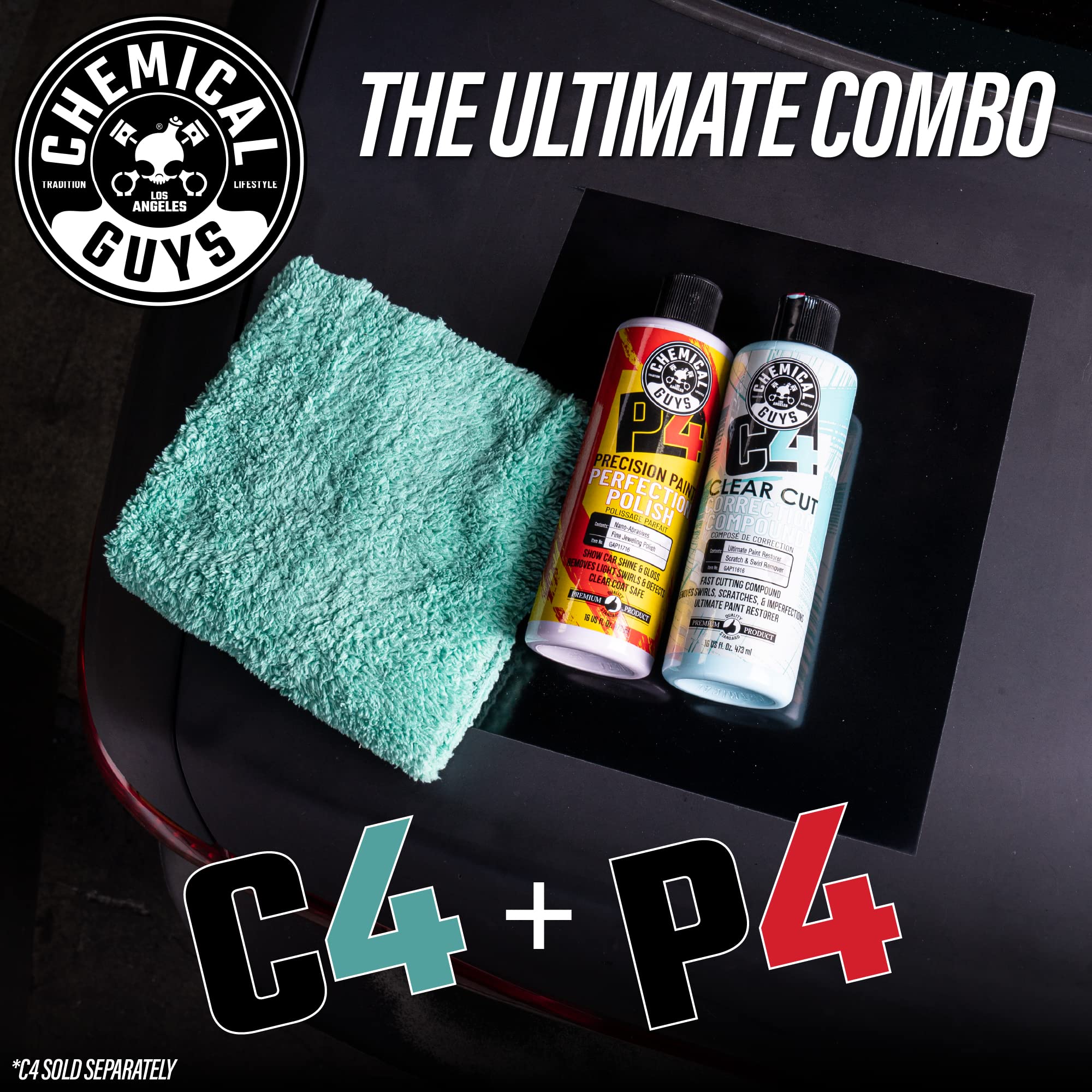 Chemical Guys C4 Clear Cut Correction Compound & P4 Precision Polish Kit (Safe for Cars, Trucks, SUVs, RVs, Motorcycles, & More) 2 x 473 ml Bottles 🍁 All In One Marketplace Canada