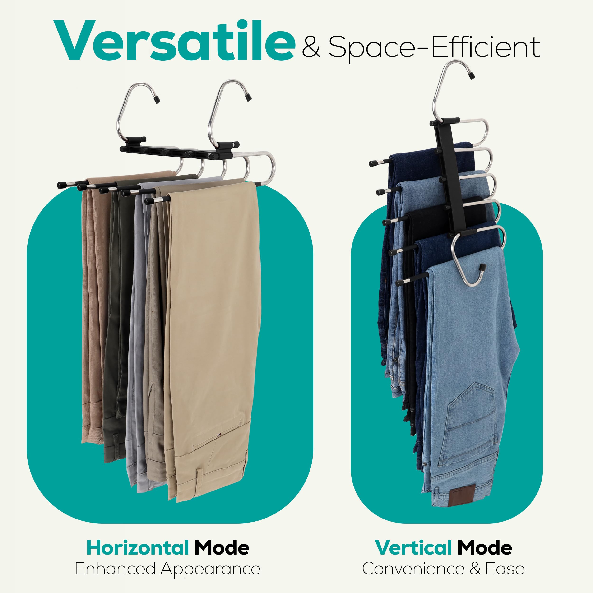 Utopia Home 2 Pack Pants Hangers Space Saving - Clothes Hanger with Stainless Steel Hook & Anti-Slip Design - Closet Organizer for Jeans, Trousers, Skirts, Scarf & Slacks (Black) 🍁 All In One Marketplace Canada