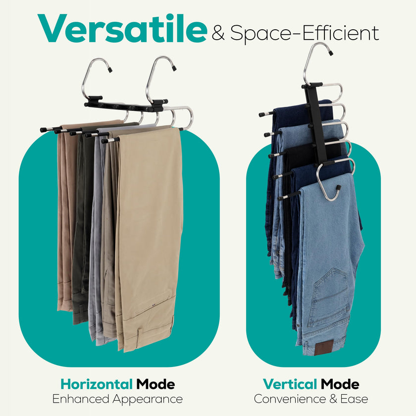 Utopia Home 2 Pack Pants Hangers Space Saving - Clothes Hanger with Stainless Steel Hook & Anti-Slip Design - Closet Organizer for Jeans, Trousers, Skirts, Scarf & Slacks (Black) 🍁 All In One Marketplace Canada