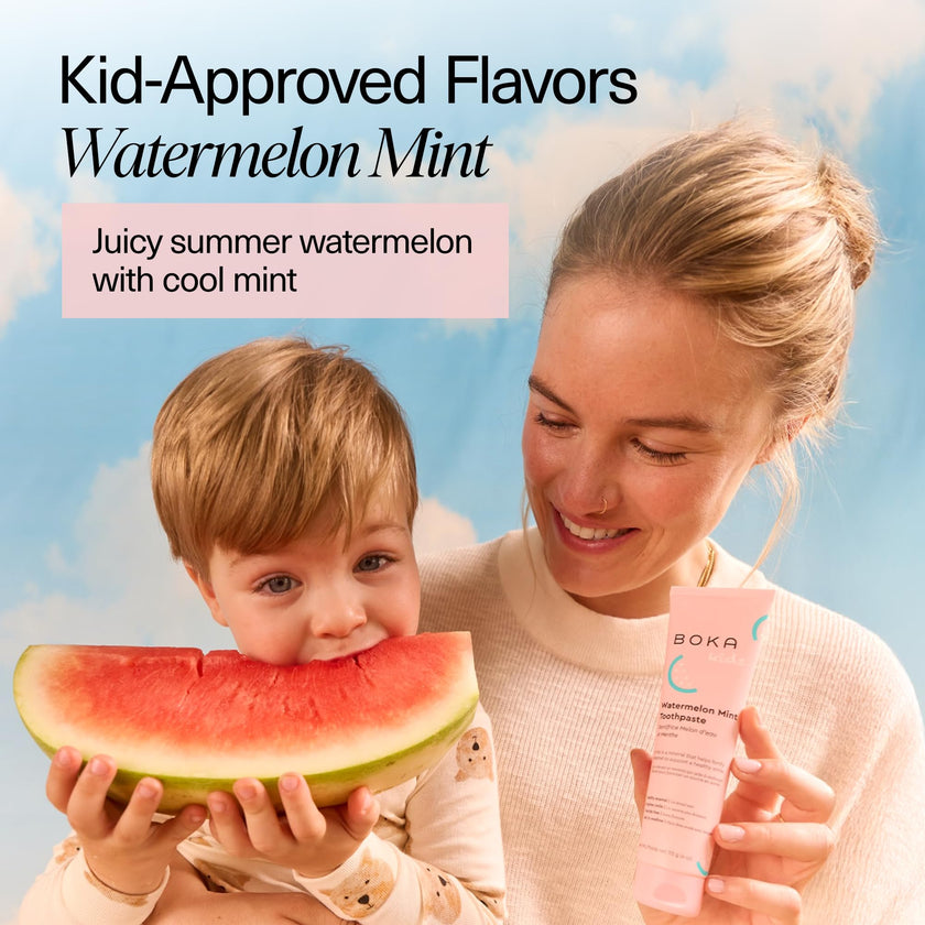 Boka Fluoride Free Toothpaste, Nano Hydroxyapatite, Training Toothpaste - Watermelon Mint Flavor, 4 Fl Oz (113g) 1Pk 🍁 All In One Marketplace Canada