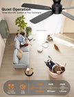 Ohniyou 52'' Ceiling Fan with Lights: Smart Fan with remote & APP Control - Low Profile Ceiling Fan with Quiet Performance - Flush Mount Outdoor Ceiling Fan (Black) 🍁 All In One Marketplace Canada