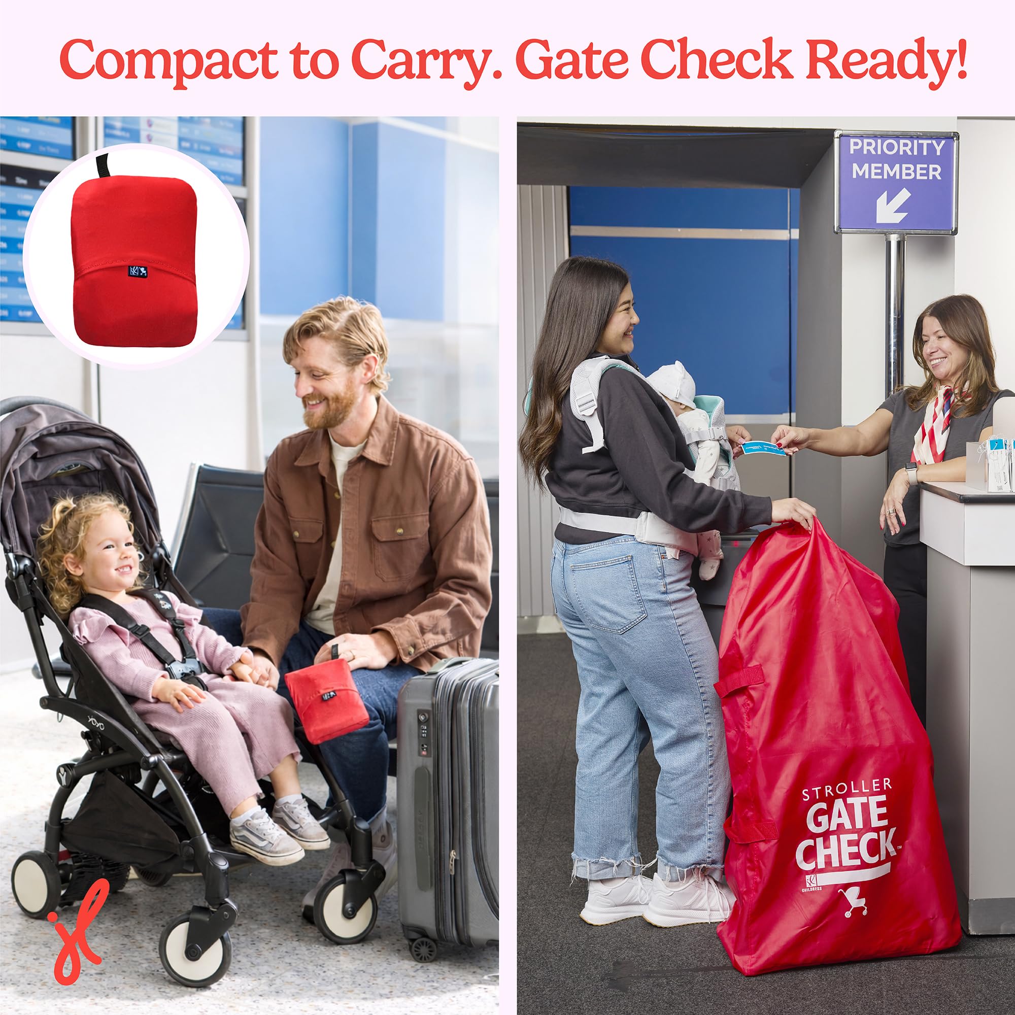 J. L. Childress Gate Check Air Travel Bag for Standard and Double Strollers, Red 🍁 All In One Marketplace Canada