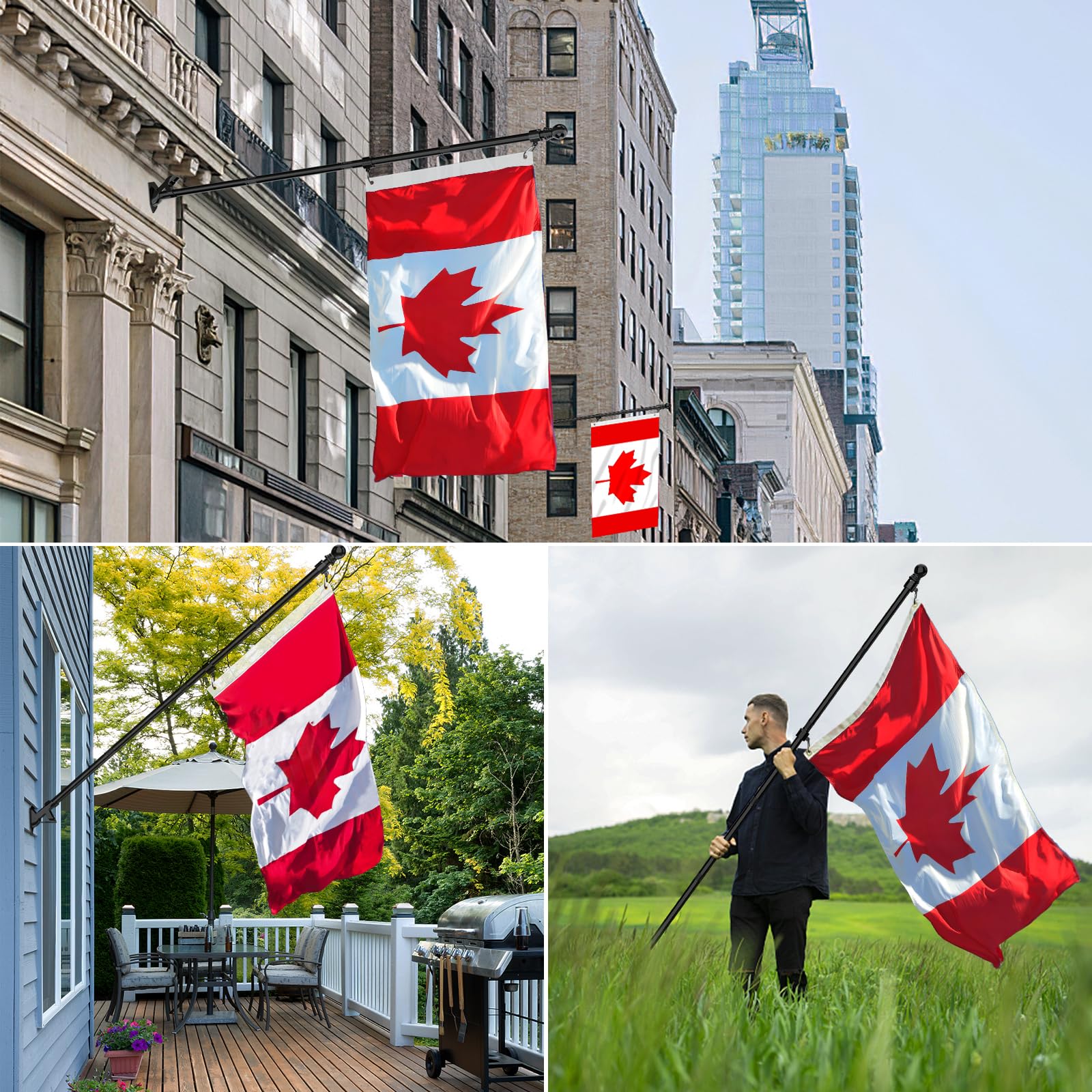 ZMTECH Flag Pole - Upgraded Bracket, 6 FT Stainless Steel Flag Poles for Outside House, Residential or Commerical, Tangle Free Flag Pole Kit for American Flag (Without Flag, Black) 🍁 All In One Marketplace Canada